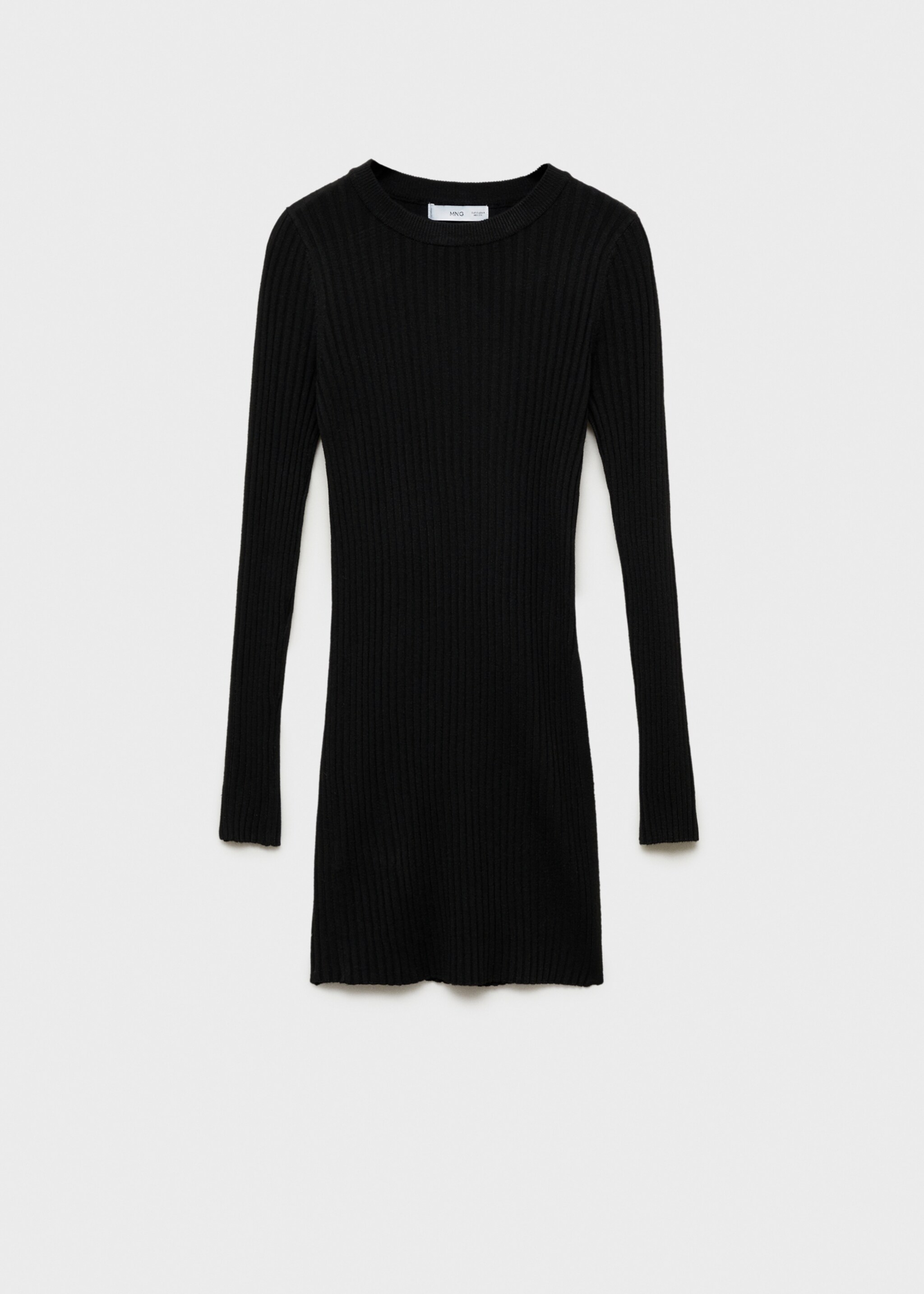 Robe courte maille côtelée - Article sans modèle, Noir. Ref: 77077664-00.