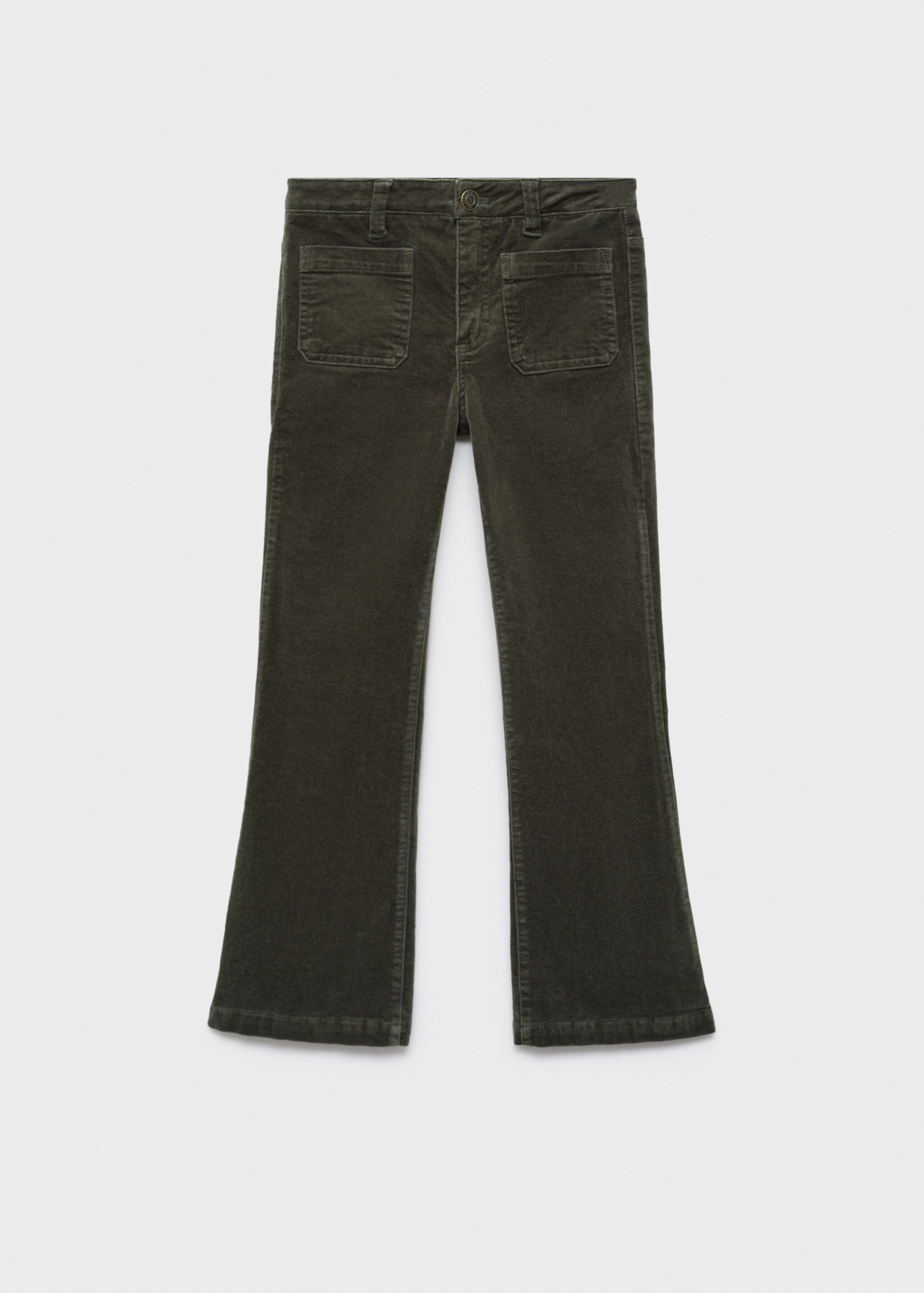 Velvet flared trousers - Article without model, Khaki. Ref: 77077665-00.