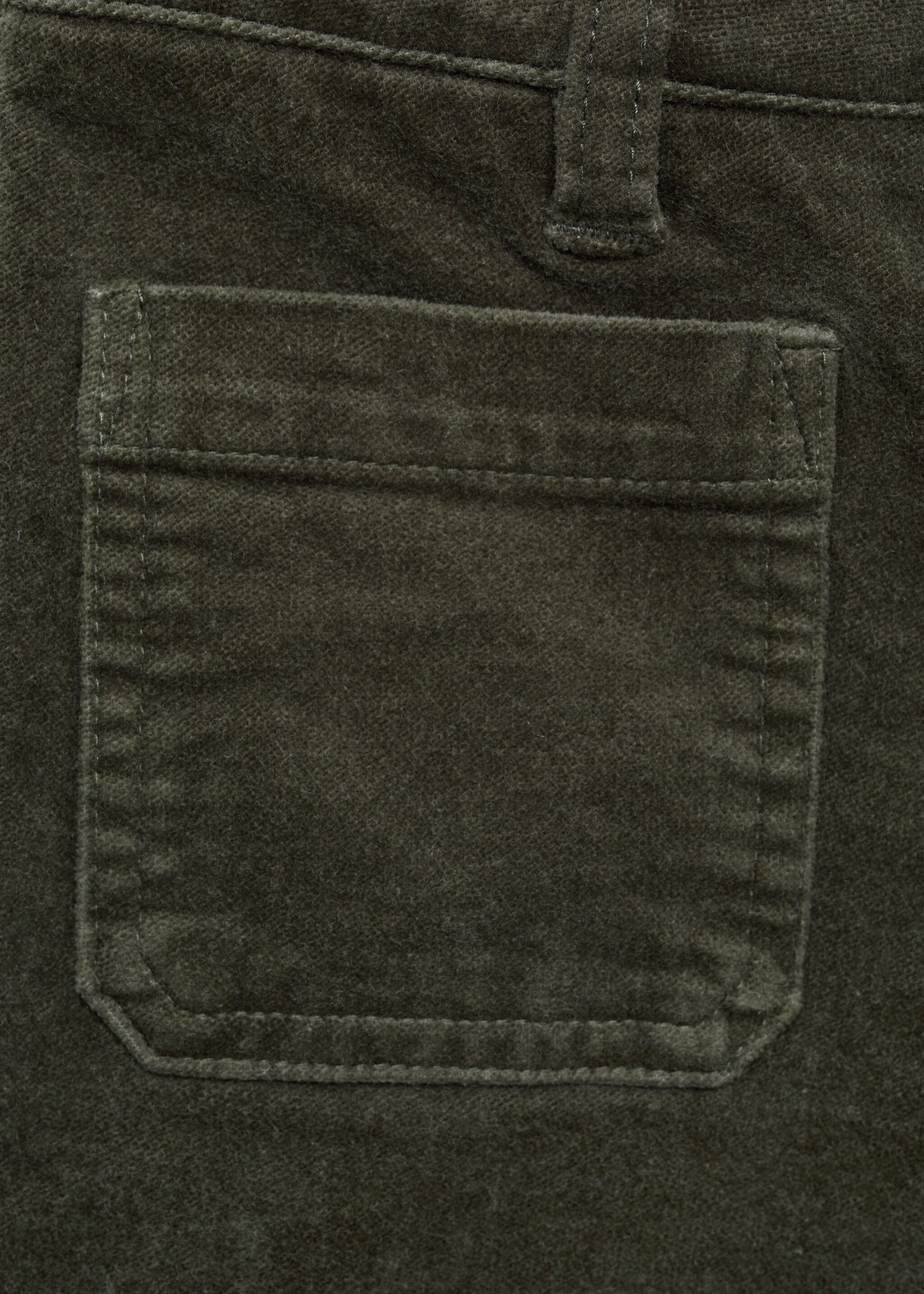 Velvet flared trousers - Details of the article 8, Khaki. Ref: 77077665-00.