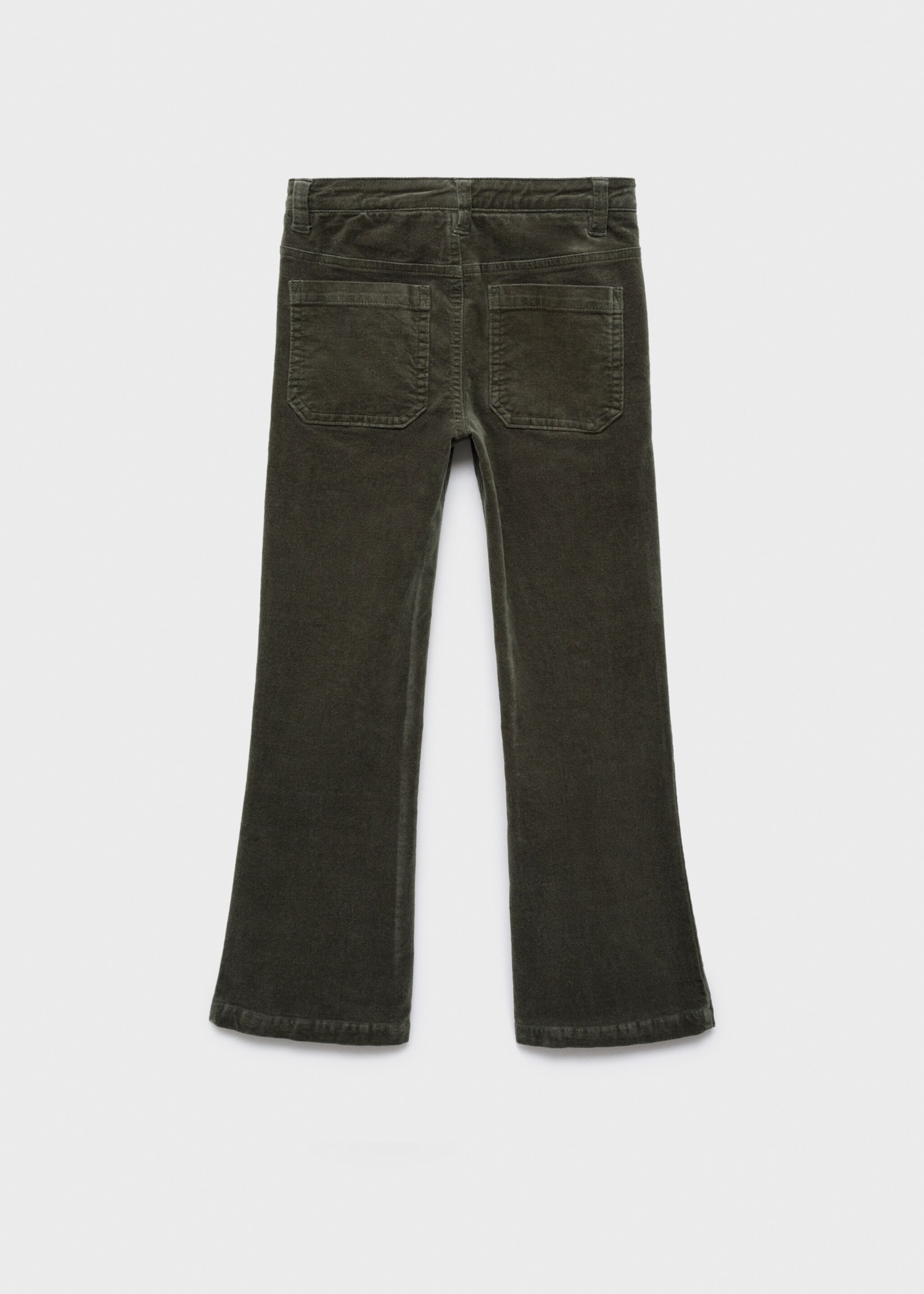 Velvet flared trousers - Reverse of the article, Khaki. Ref: 77077665-00.