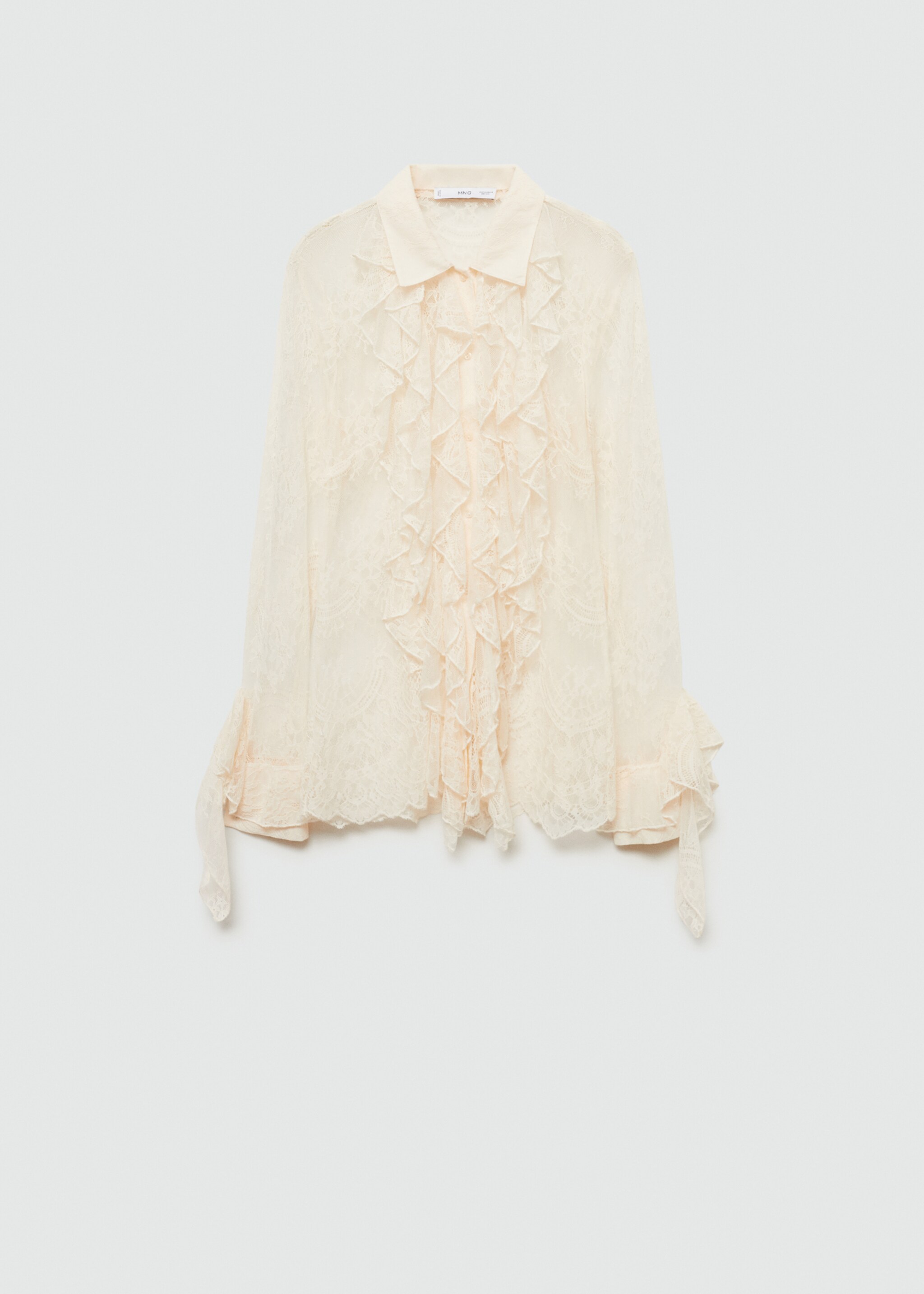 Ruffled guipure shirt - Article without model, Off White. Ref: 77077666-00.