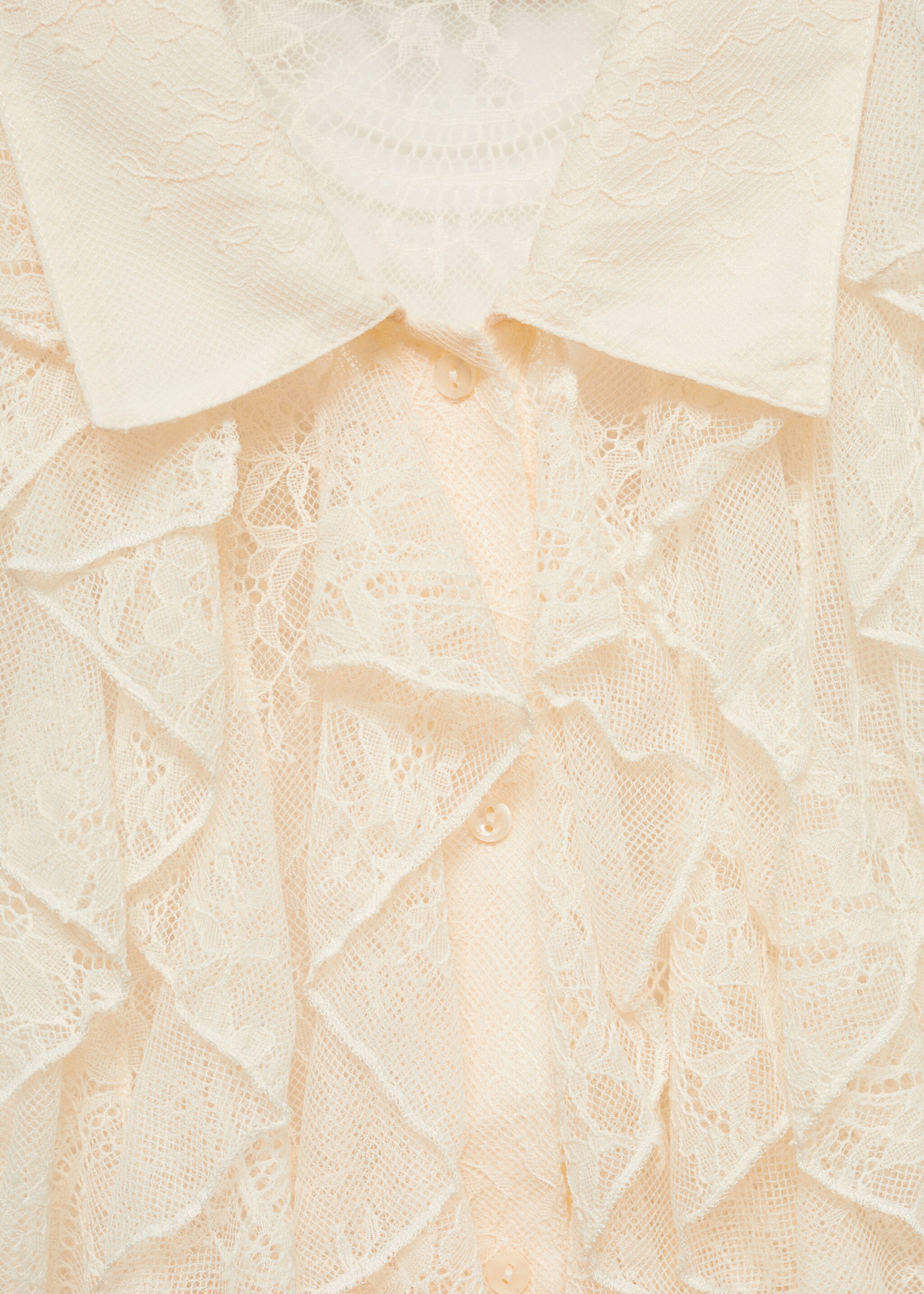 Ruffled guipure shirt - Details of the article 8, Off White. Ref: 77077666-00.