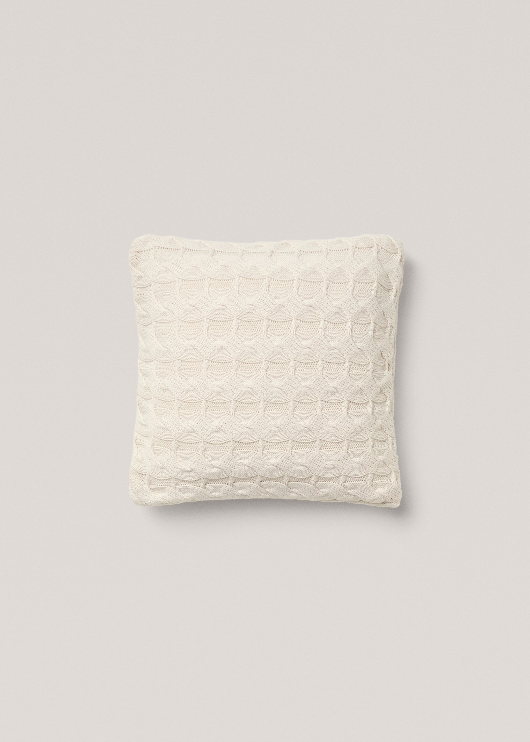100% cotton braided knit cushion cover 17.7x17.7in - Article without model, Off White. Ref: 77077670-00.