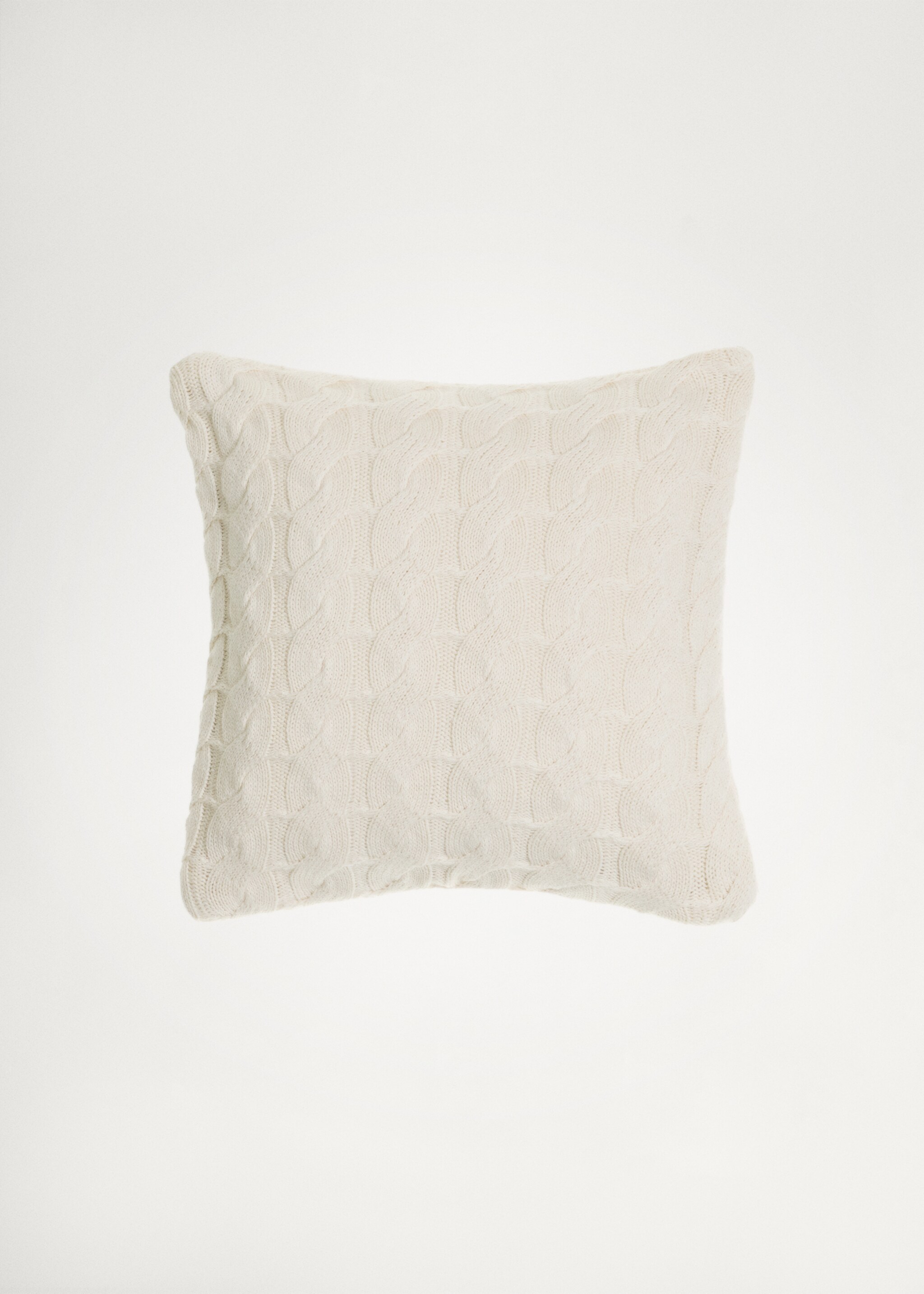 100% cotton braided knit cushion cover 17.7x17.7in - Details of the article 5, Off White. Ref: 77077670-00.