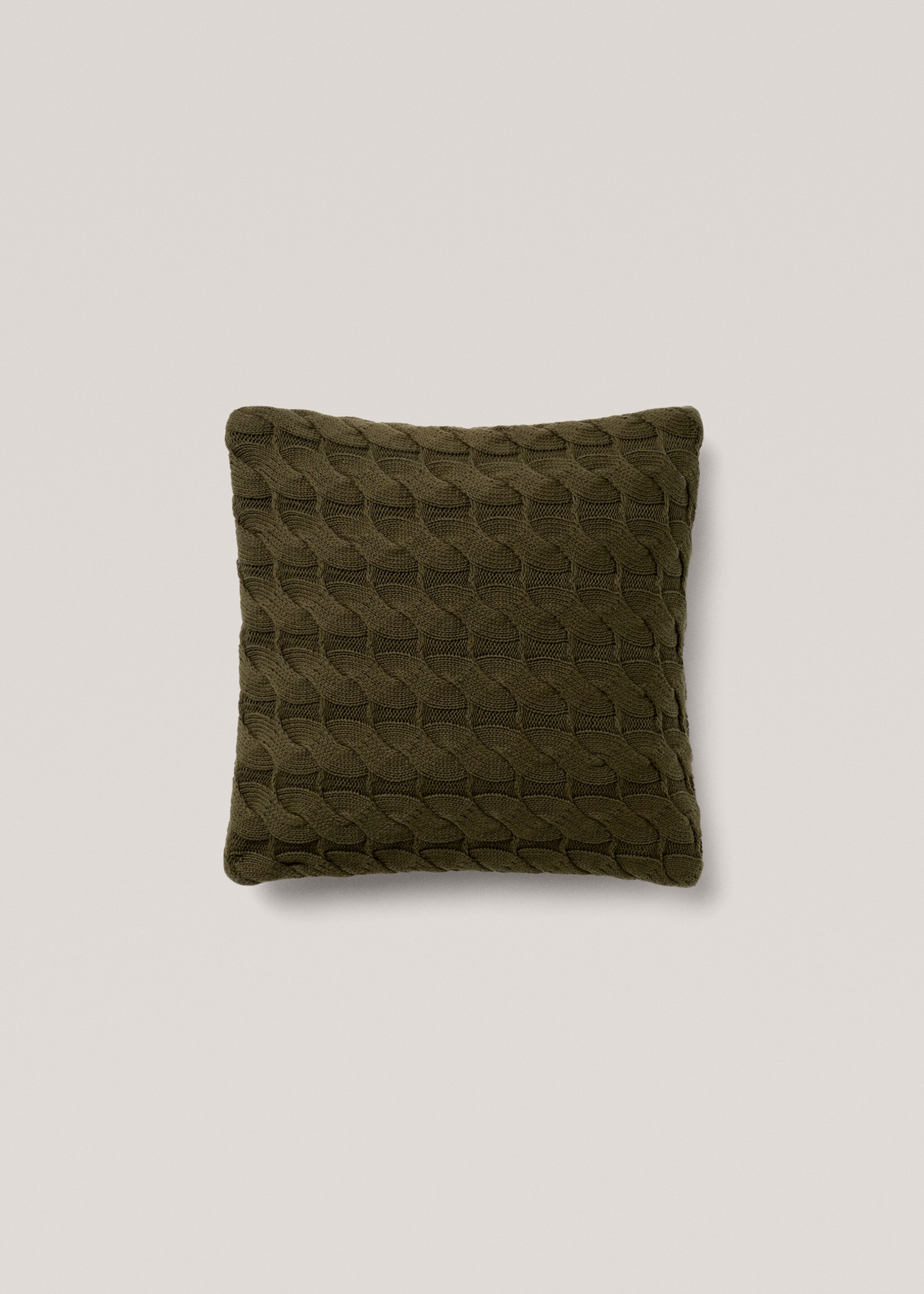 100% cotton braided knit cushion cover 17.7x17.7in - Article without model, Green. Ref: 77077670-00.