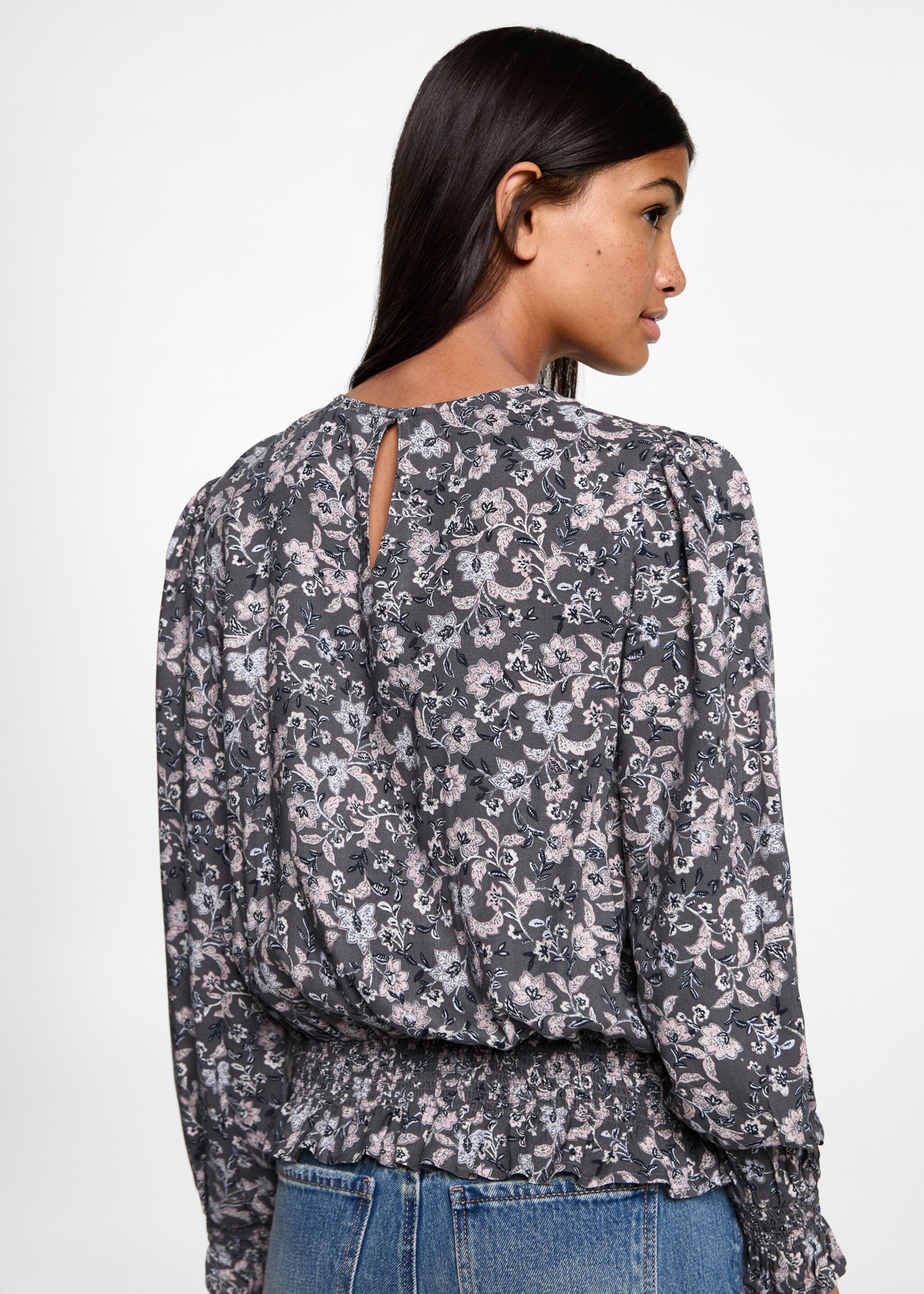 Floral print blouse - Reverse of the article, Pink. Ref: 77077671-00.