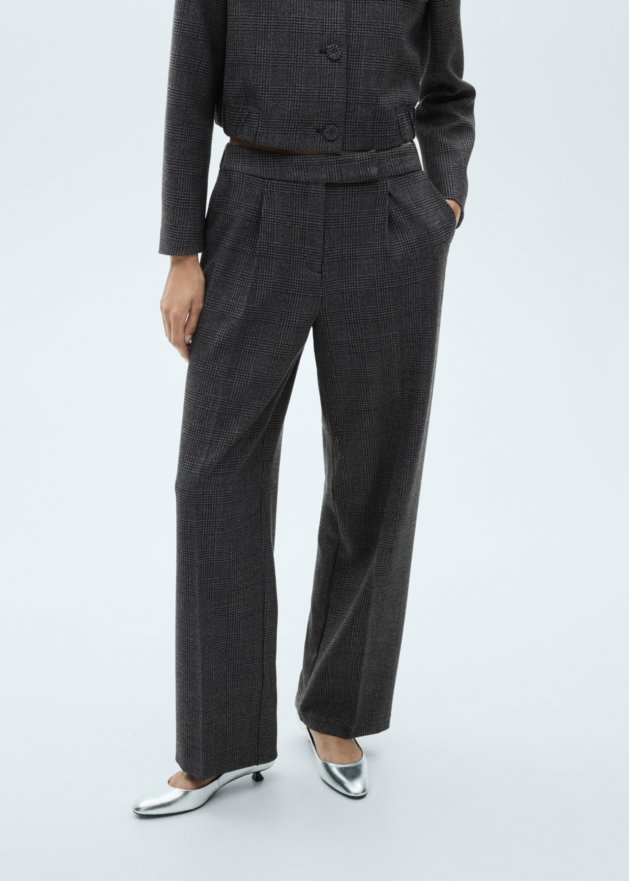 Gerade Tweed-Hose - Mittlere Ansicht, Schwarz. Ref: 77077676-00.