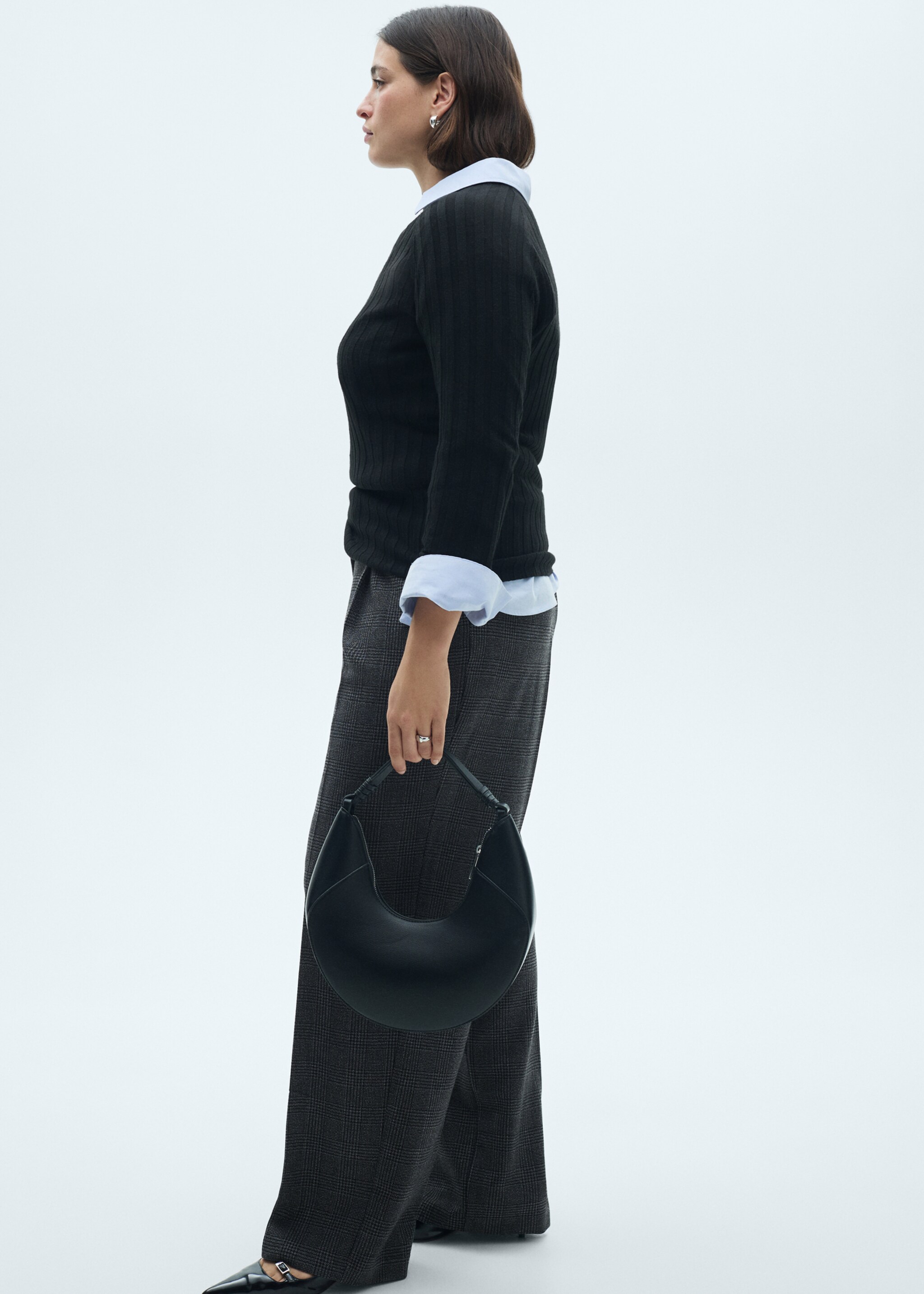 Gerade Tweed-Hose - Detail des Artikels 4, Schwarz. Ref: 77077676-00.