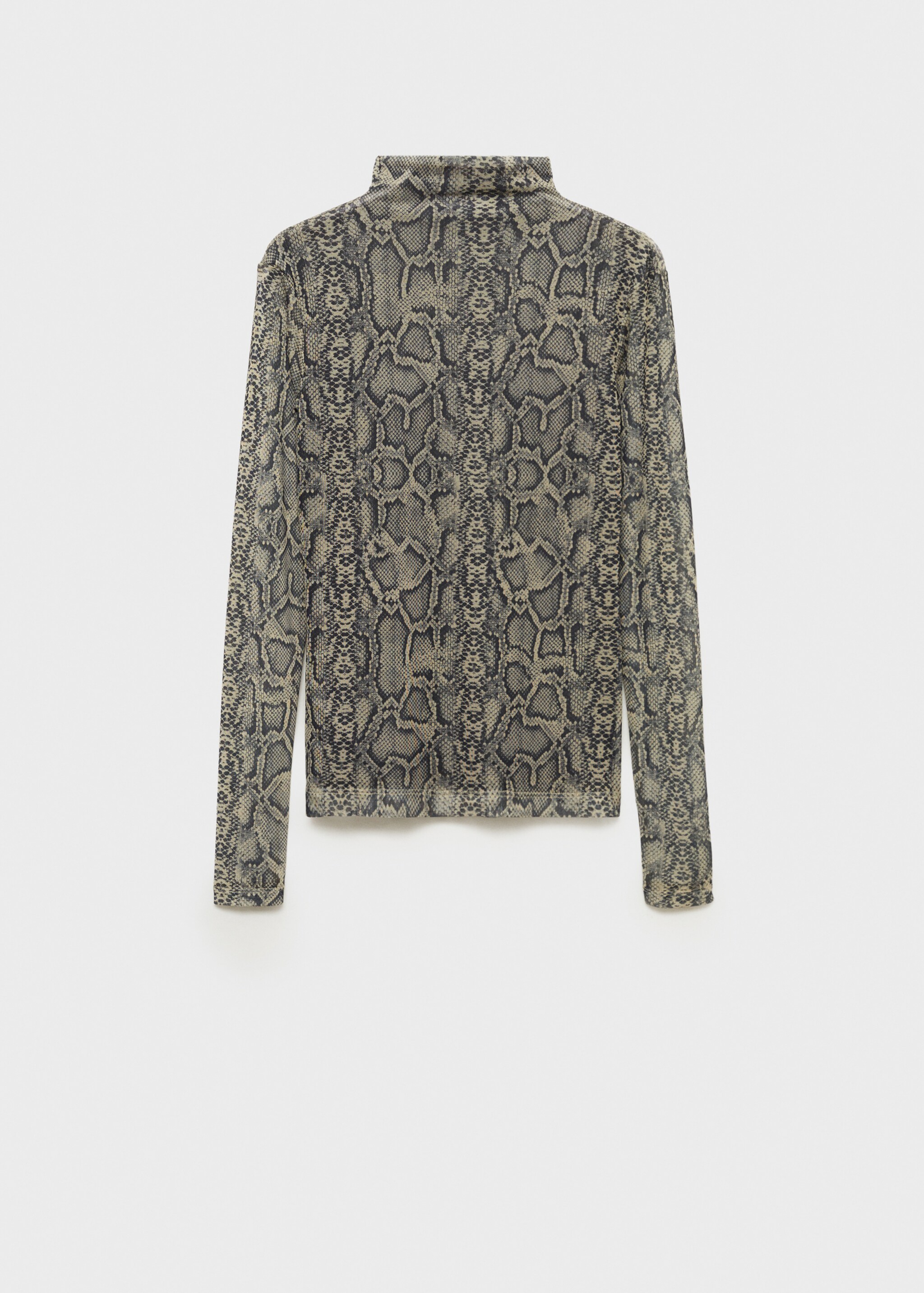 Animal print perkins neck t-shirt - Article without model, Grey. Ref: 77077679-00.