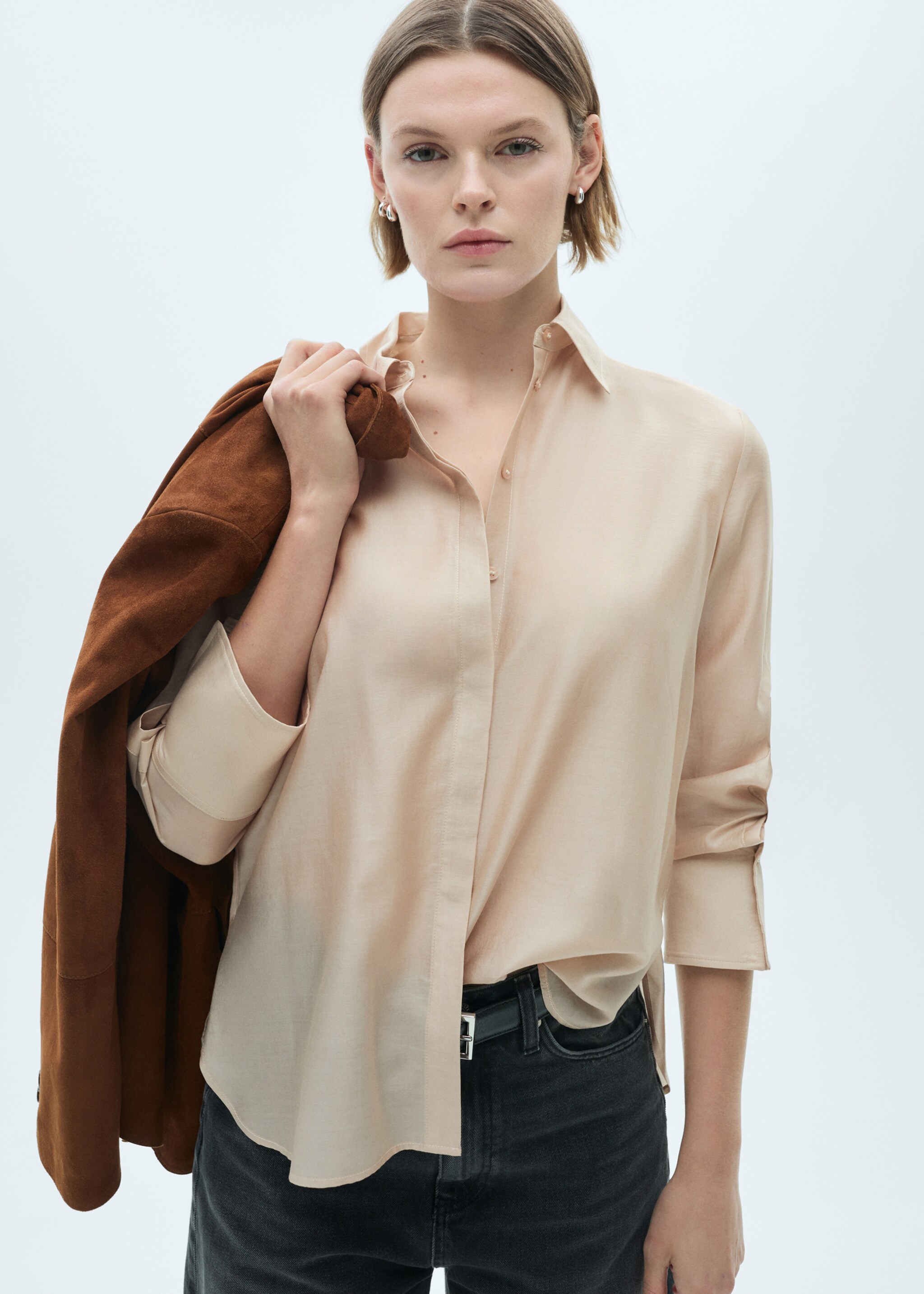 Satin lyocell shirt - Medium plane