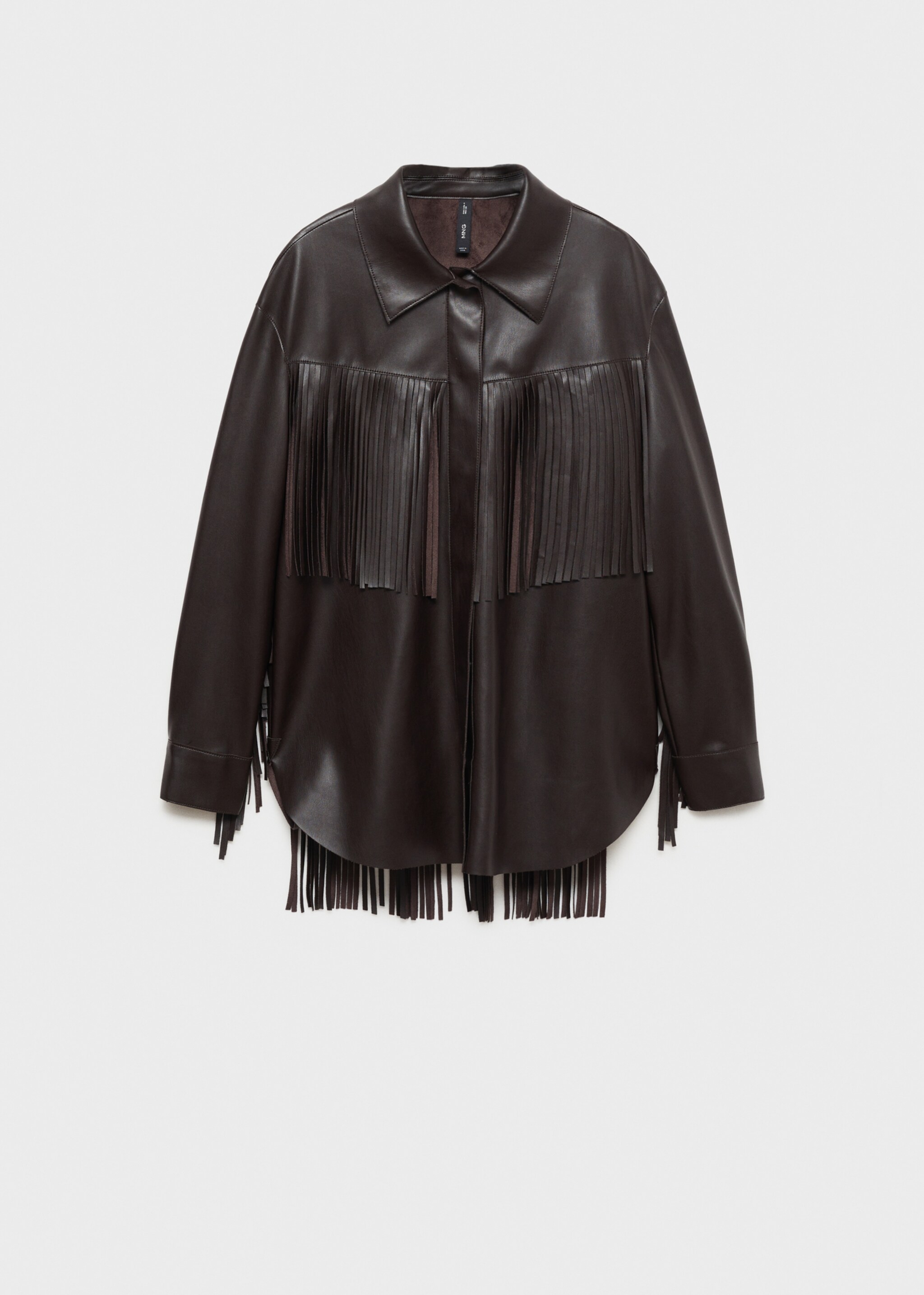 Leather-effect fringed overshirt - Article without model, Brown. Ref: 77077684-00.