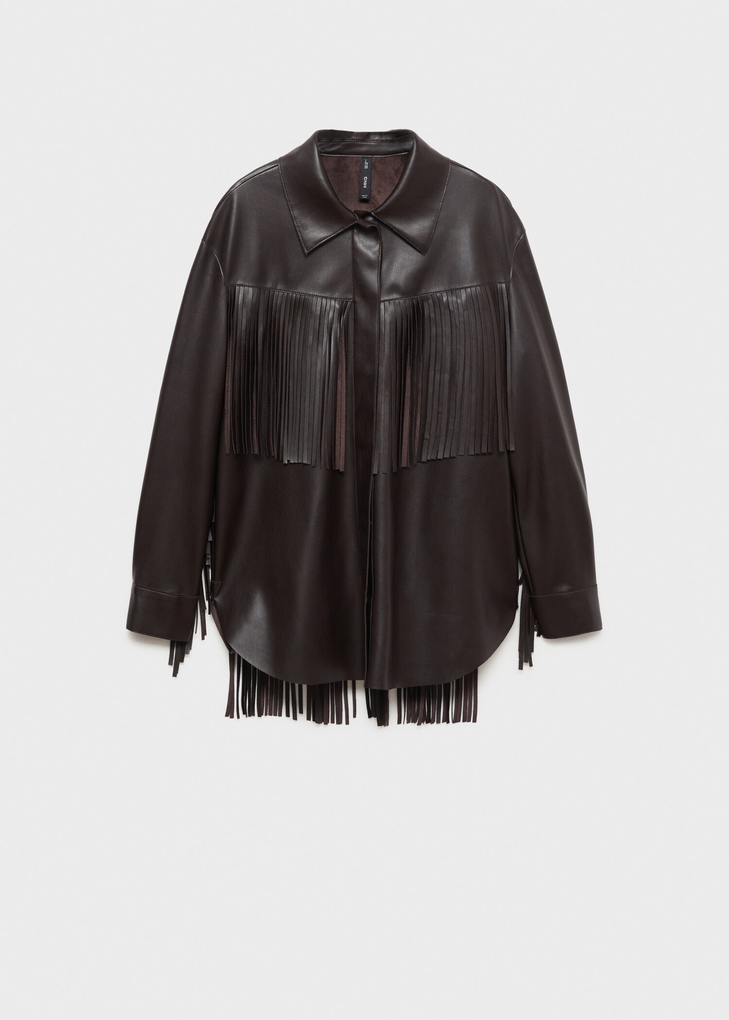 Leather-effect fringed overshirt - Article without model