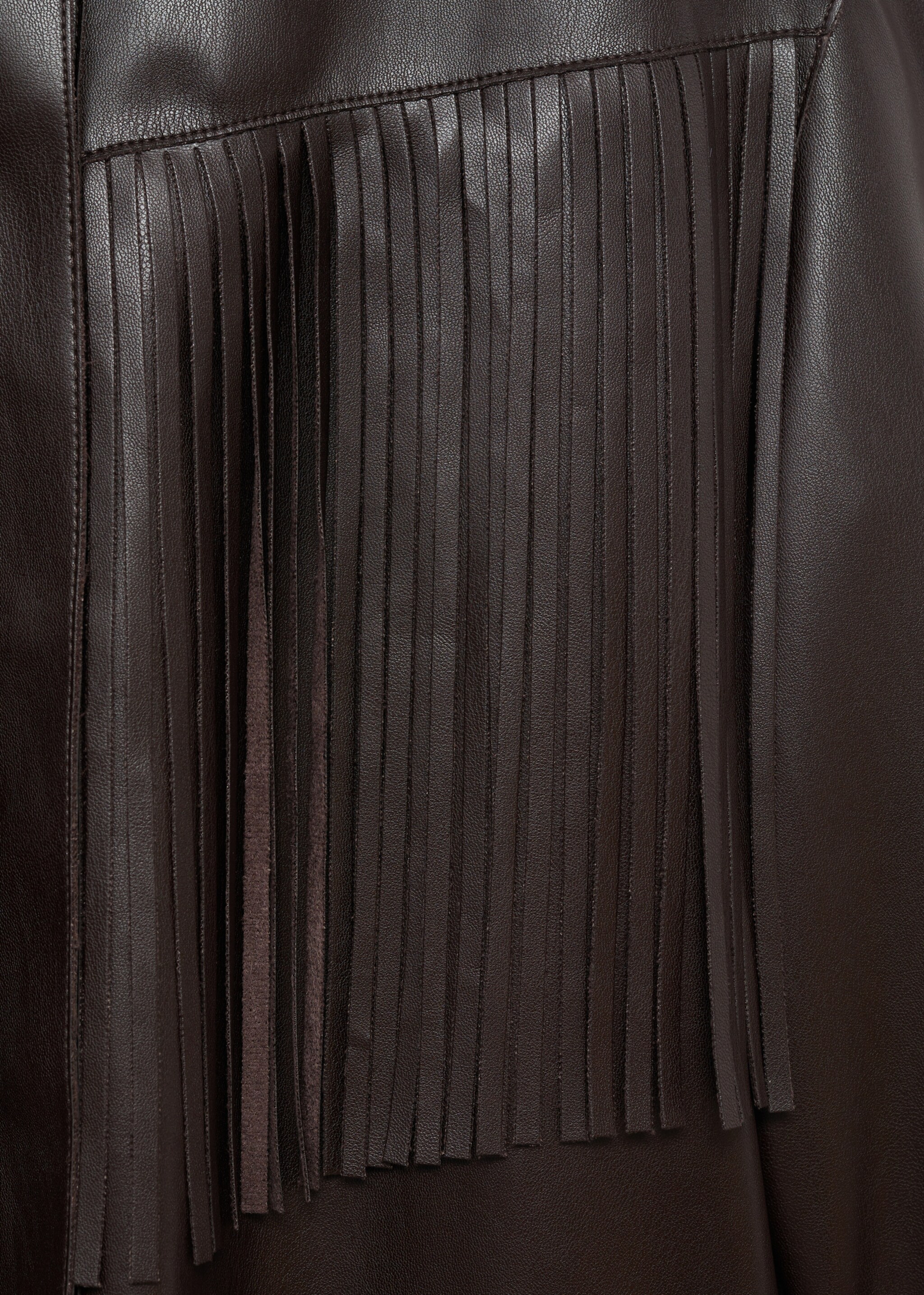 Leather-effect fringed overshirt - Details of the article 0, Brown. Ref: 77077684-00.