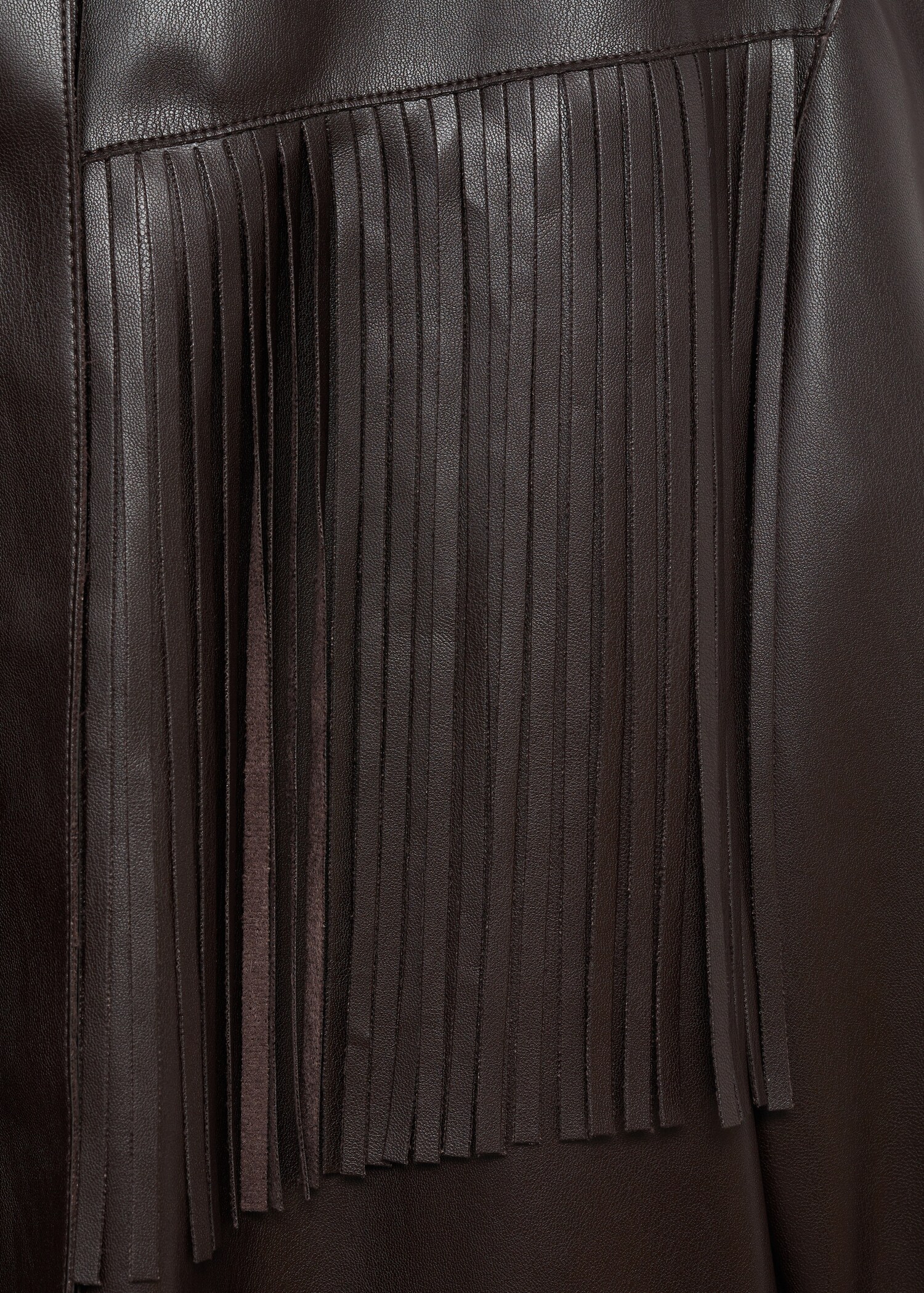 Leather-effect fringed overshirt - Details of the article 0
