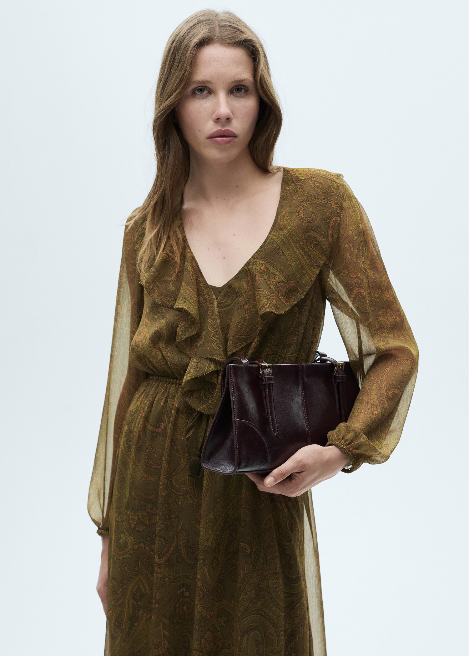 Ruffled paisley-print dress - Medium plane
