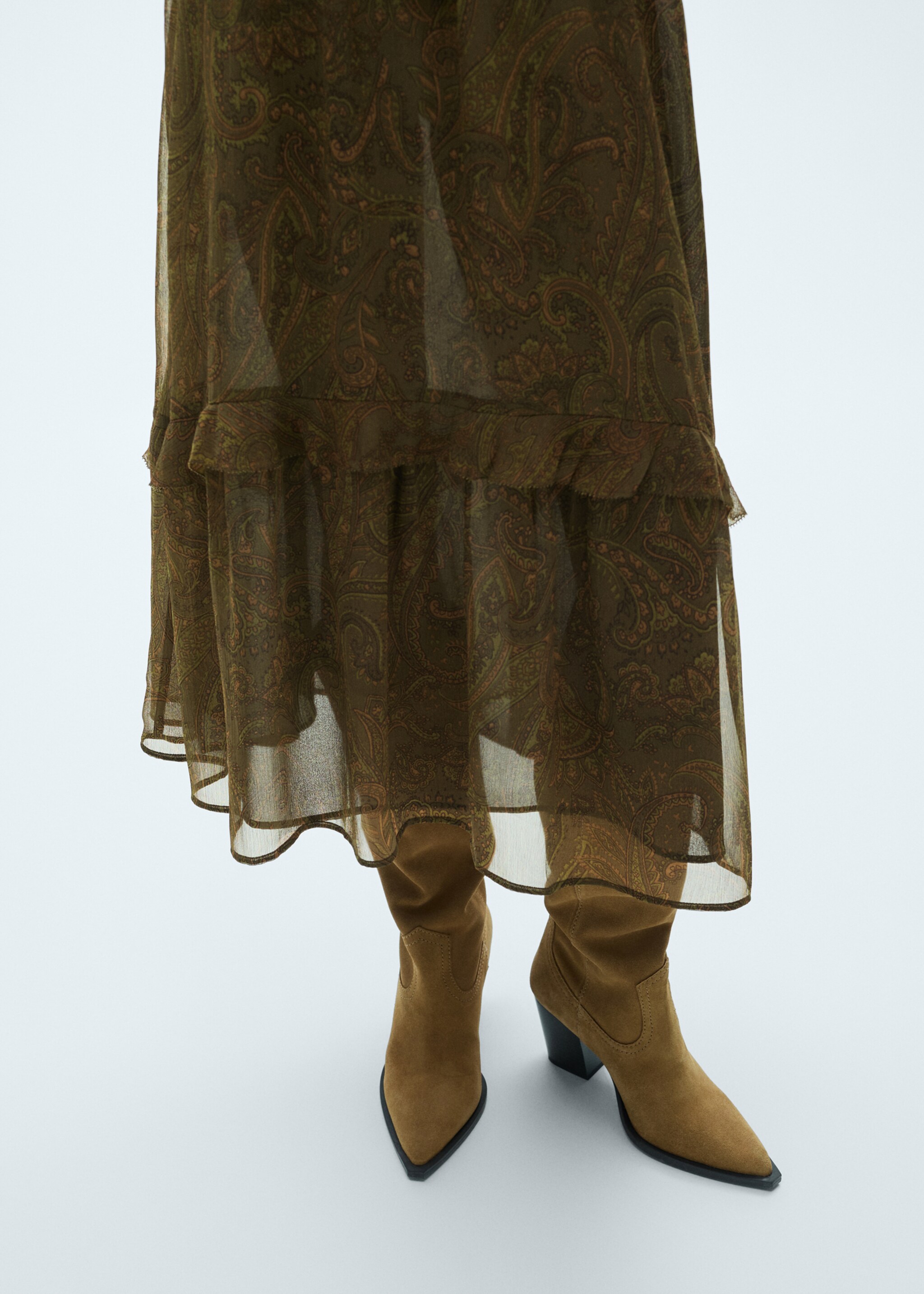 Rochie cu imprimeu paisley și volan - Detaliu al articolului 6, Verde mediu. Ref: 77077685-00.