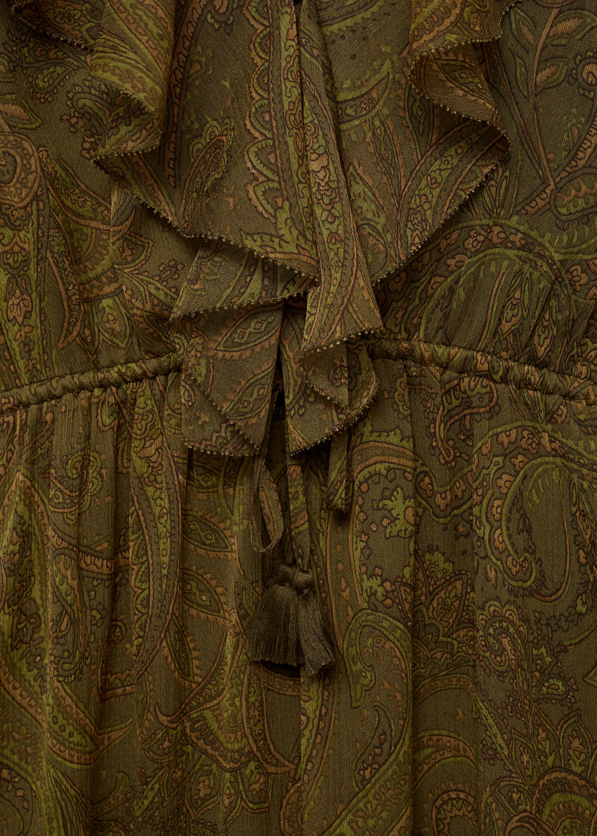 Rochie cu imprimeu paisley și volan - Detaliu al articolului 8, Verde mediu. Ref: 77077685-00.