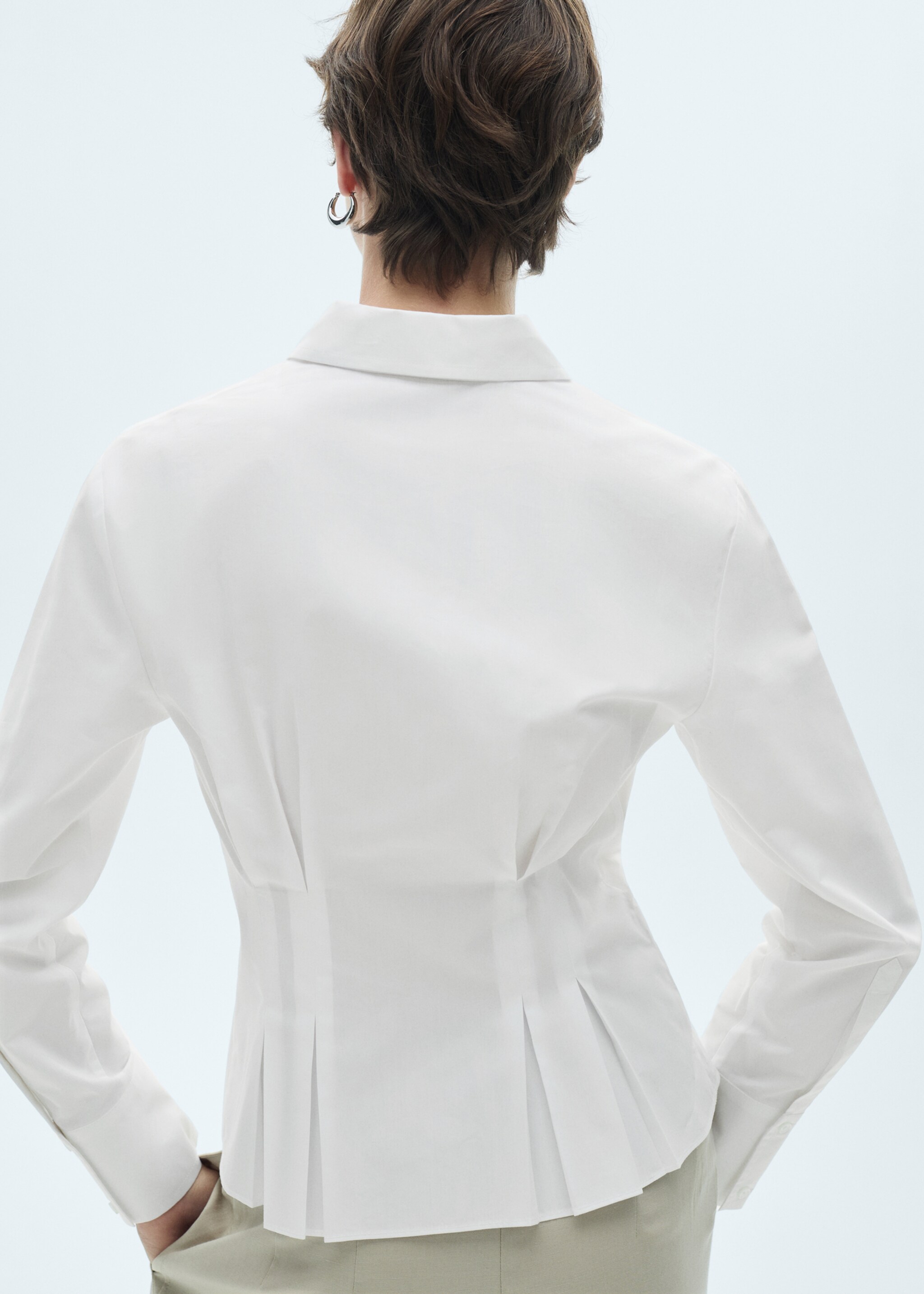 Lyocell cotton blend shirt - Reverse of the article, White. Ref: 77077686-00.