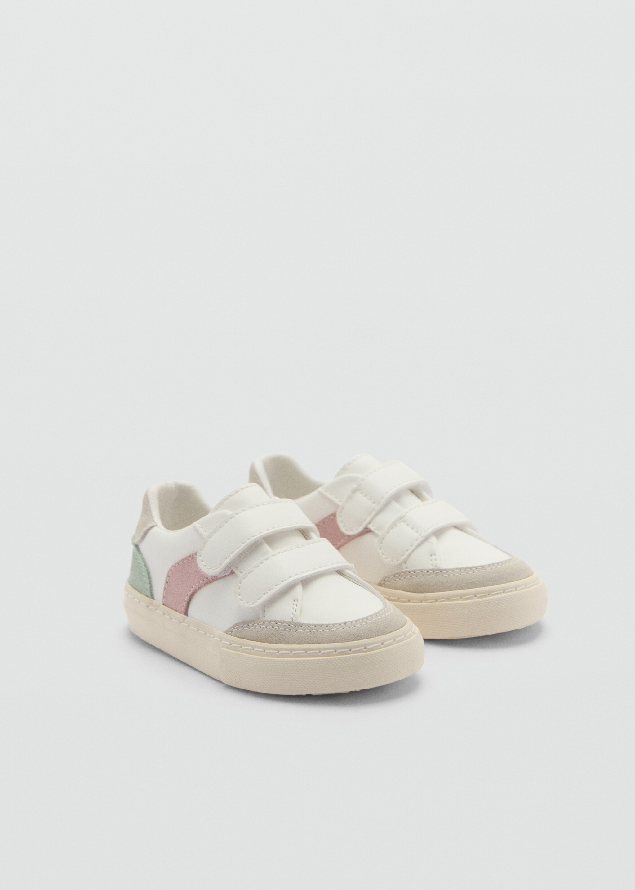 Deportivas bicolor velcro - Plano medio, Blanco. Ref: 77077687-00.