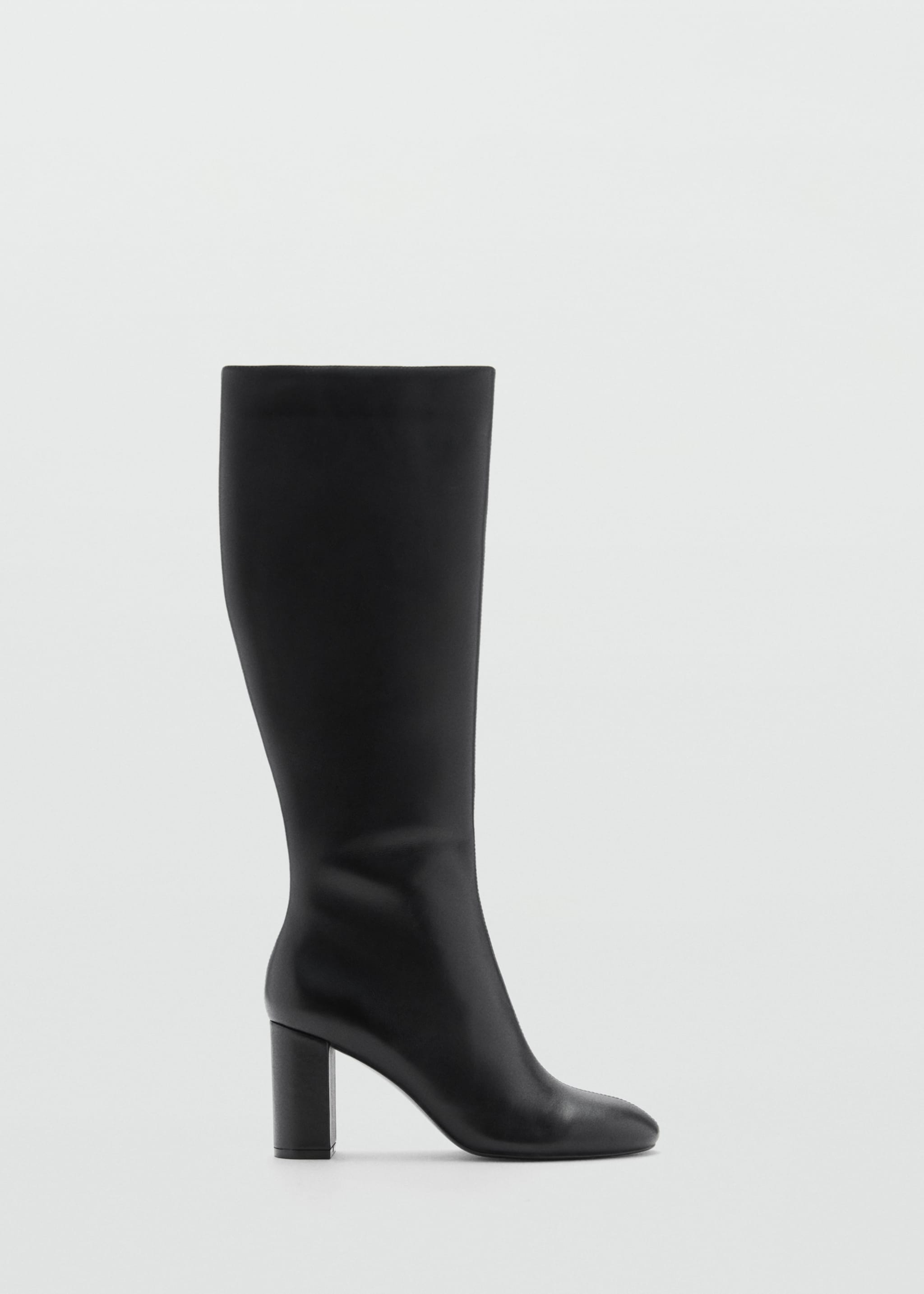 Leather boots with tall leg - Article without model, Black. Ref: 77077694-00.