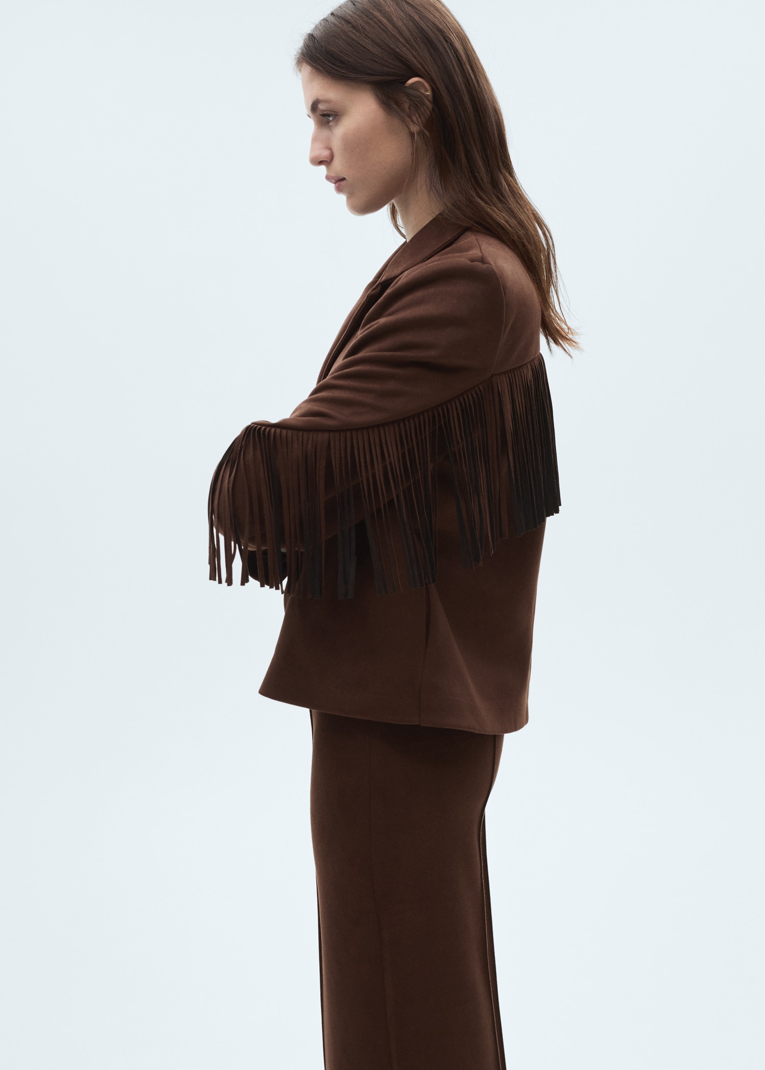 Suede-effect fringes jacket Women MANGO OUTLET Sweden