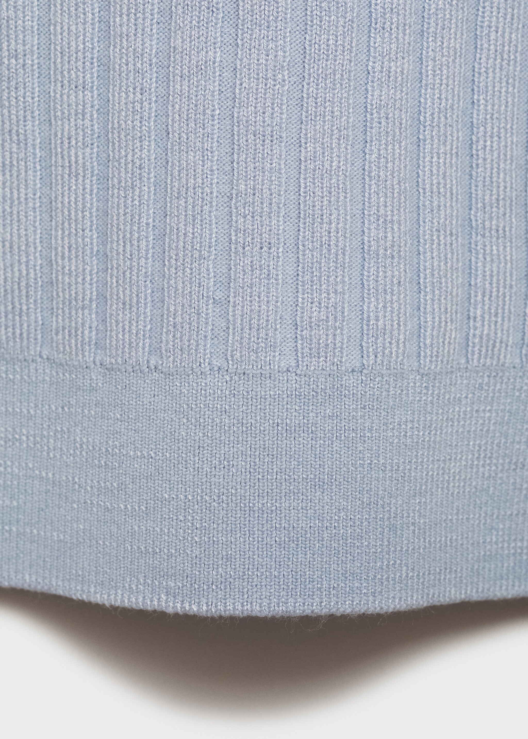 Fine rib-knit polo shirt - Details of the article 0, Sky Blue. Ref: 77077696-00.