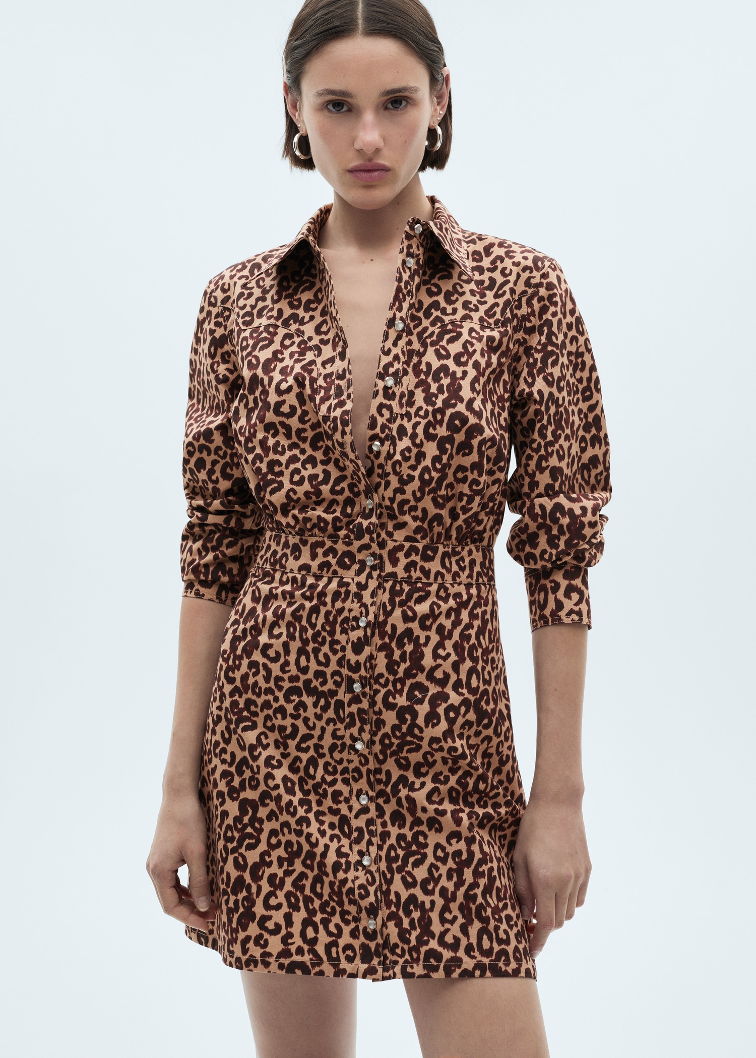 Vestido camisero leopardo Mujer MANGO OUTLET
