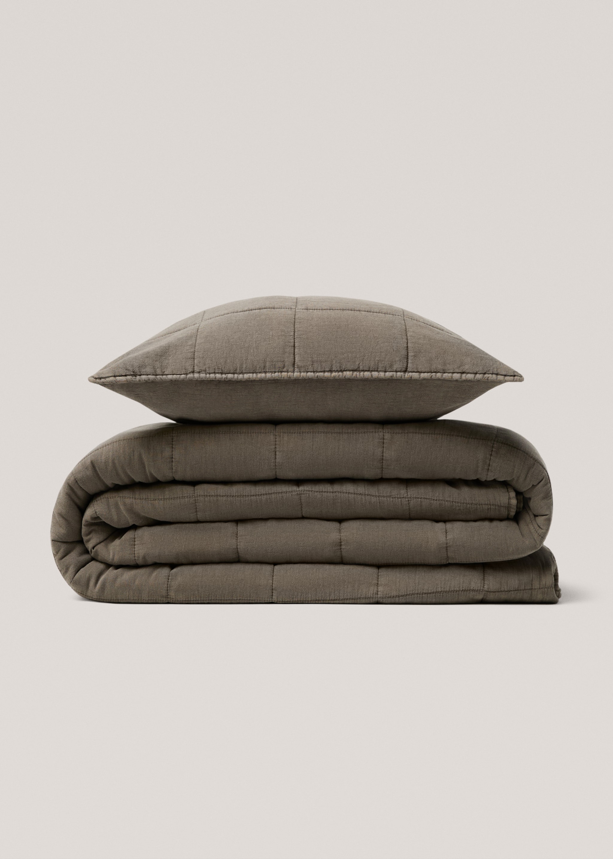 Quiltat bomullstäcke 130/150 cm - Detaljer om artikeln 3, Choklad. Ref: 77077713-00.