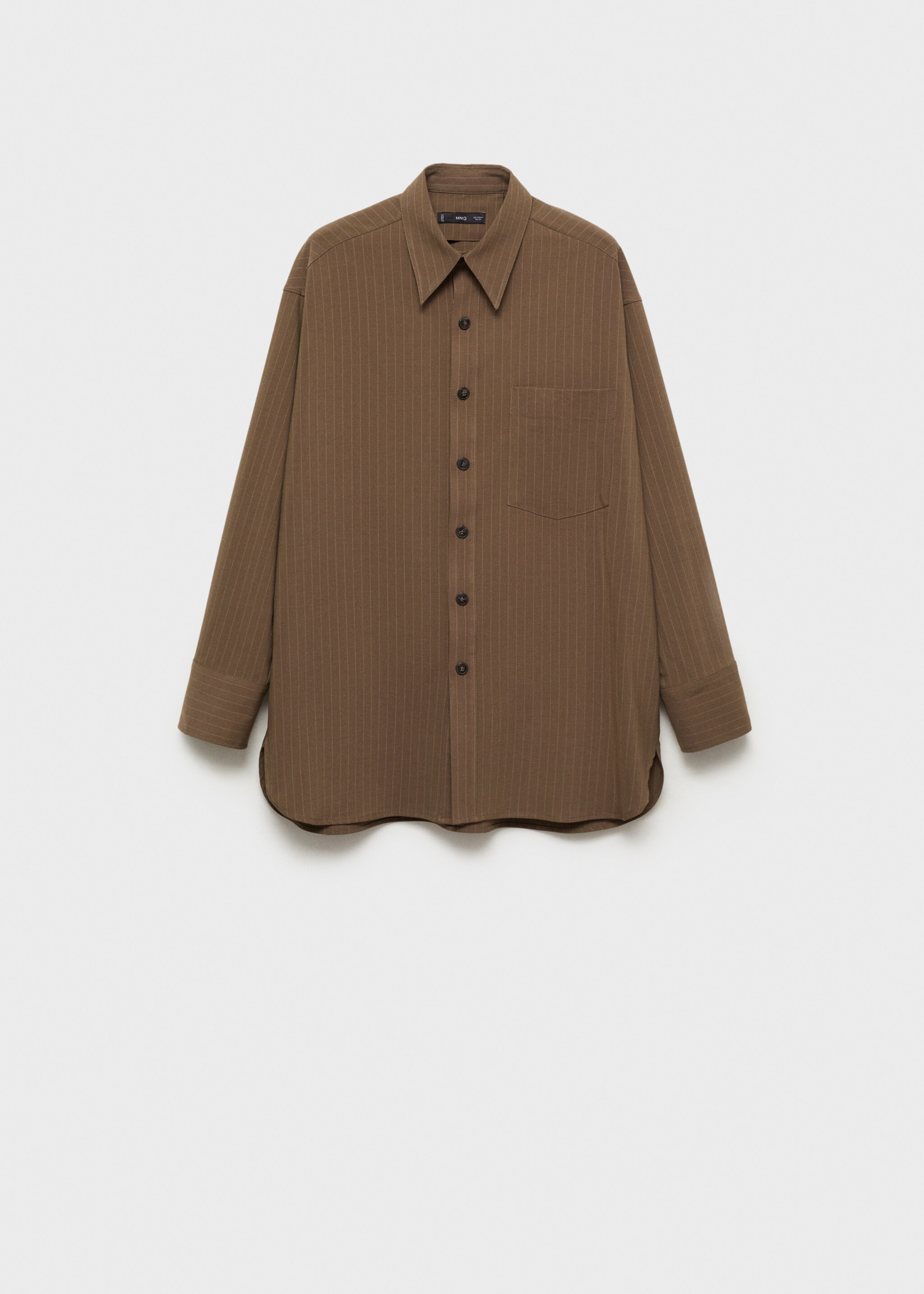 Pinstripe overshirt - Article without model, Olive Green. Ref: 77077715-00.