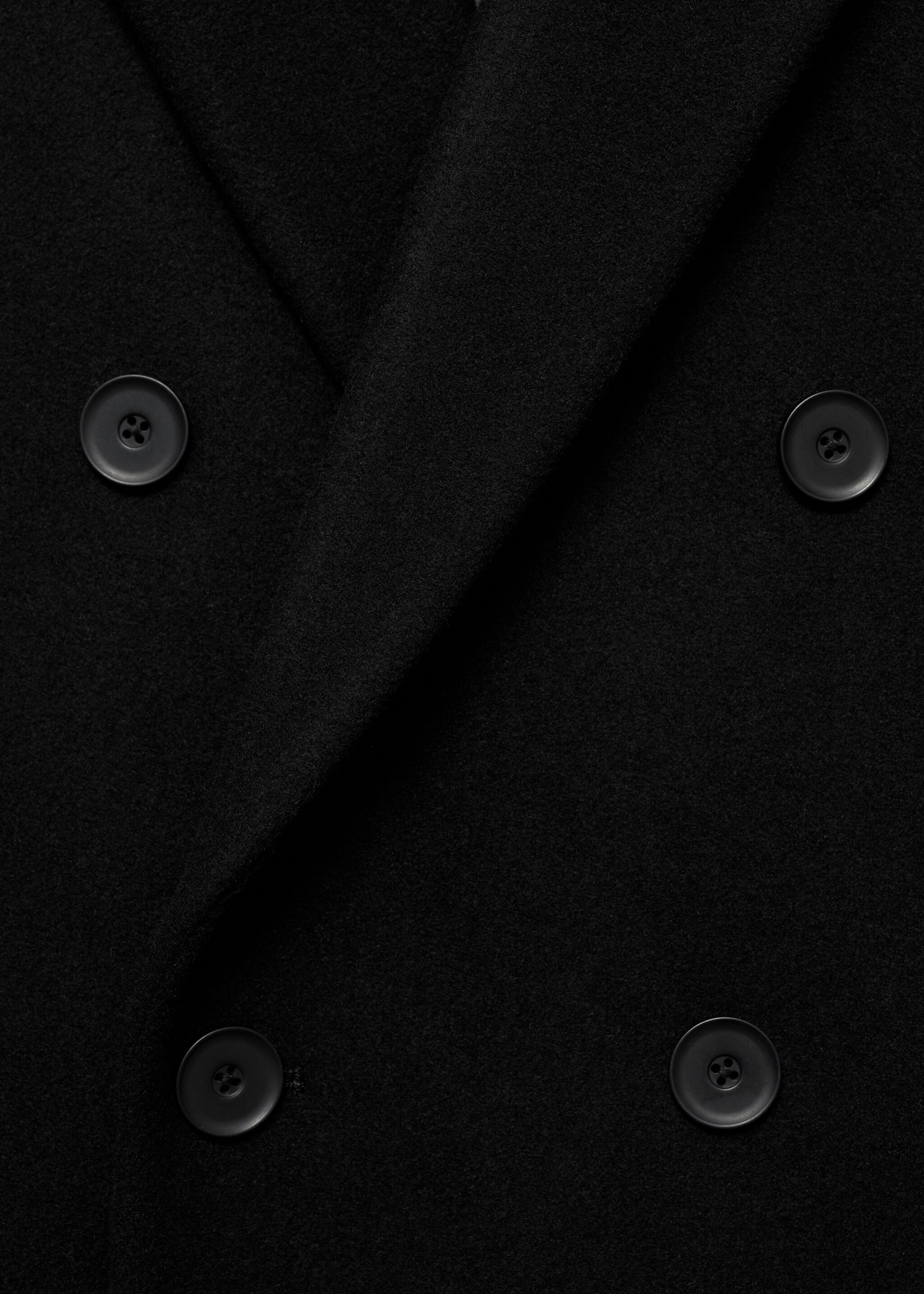Kabát s překřížením z recyklované vlny - Detail zboží 8, Černá. Ref: 77077911-00.