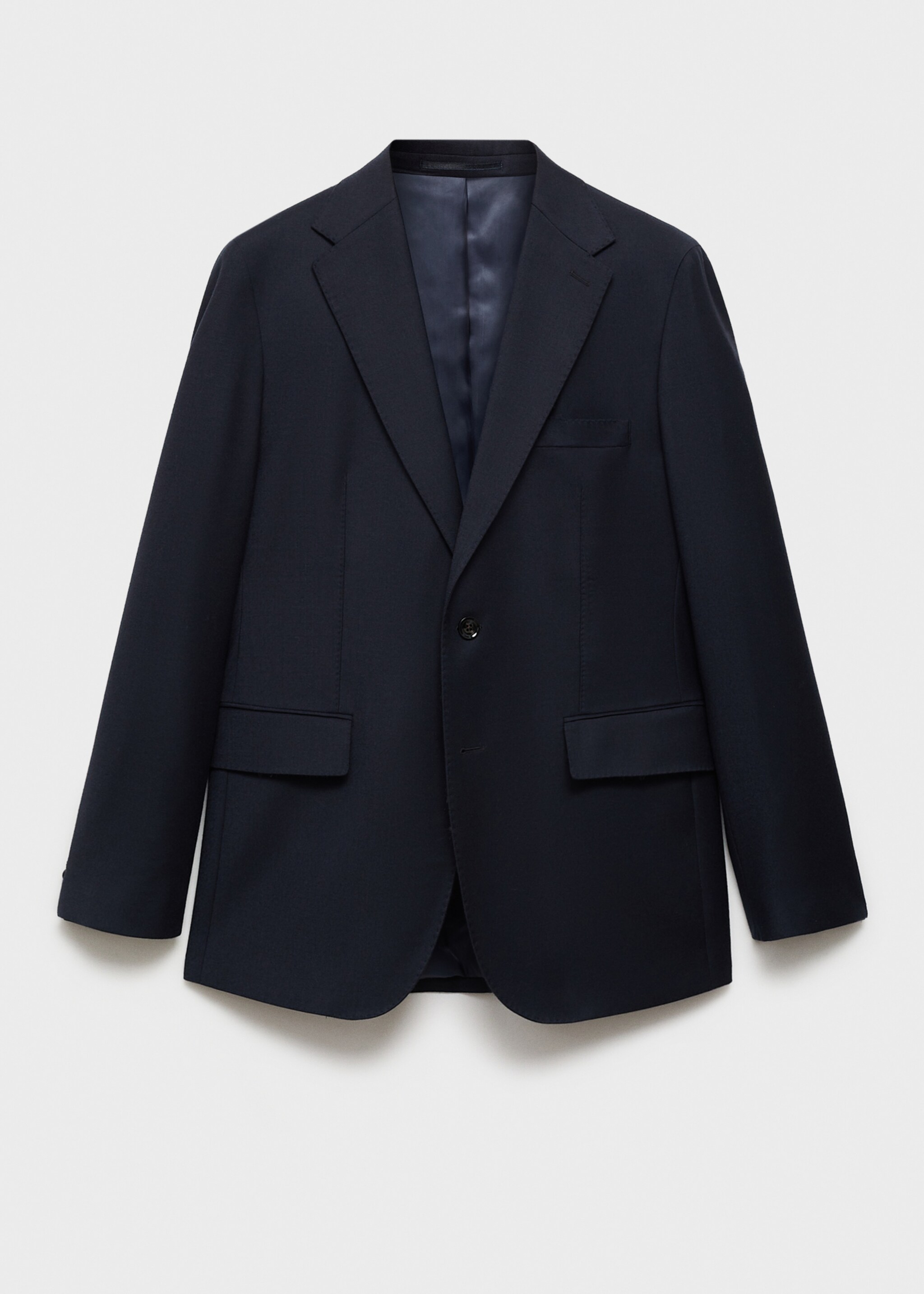 Italian 100% virgin wool flannel suit jacket - Article without model, Dark Navy. Ref: 77077916-00.