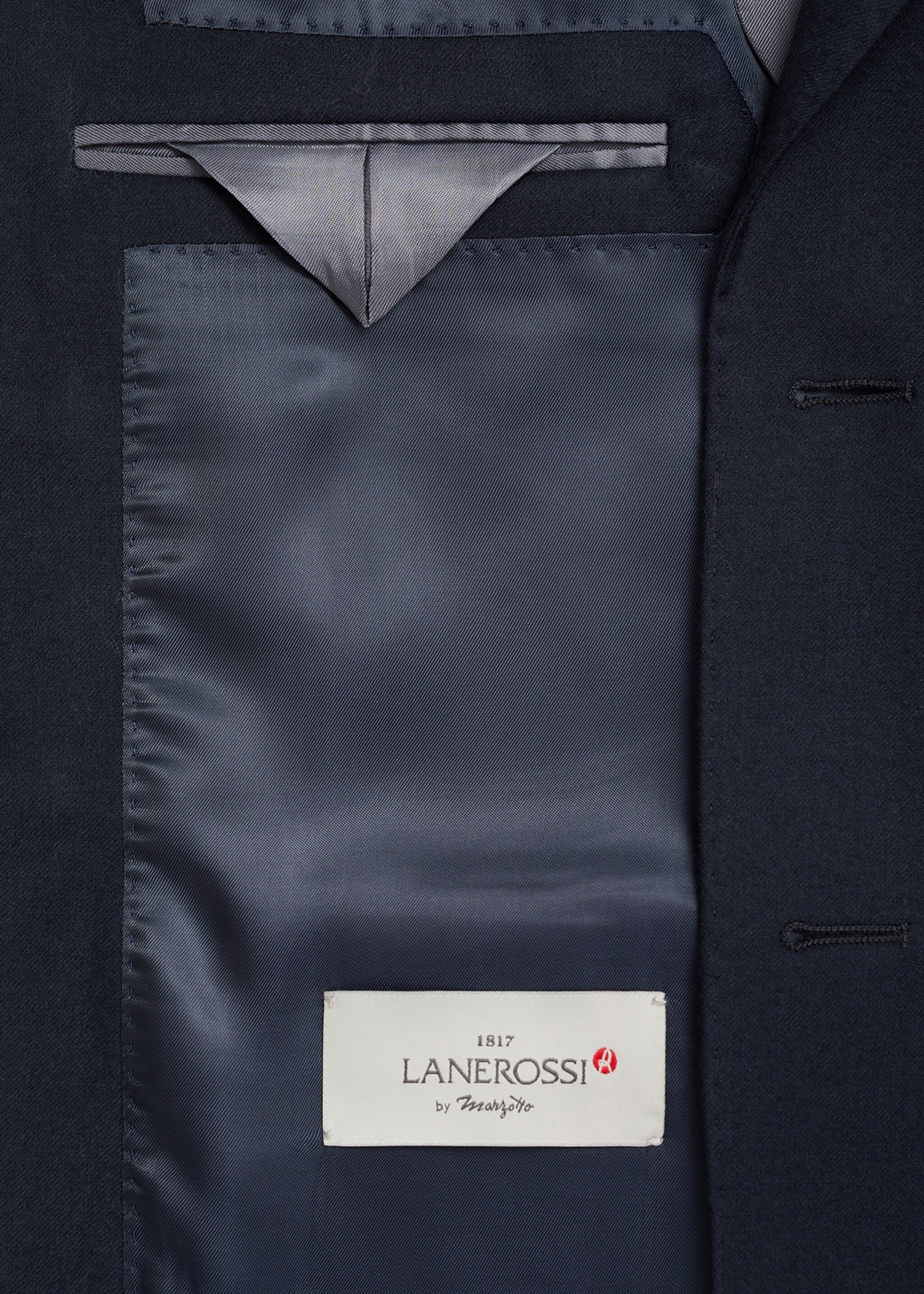 Italian 100% virgin wool flannel suit jacket - Details of the article 0, Dark Navy. Ref: 77077916-00.