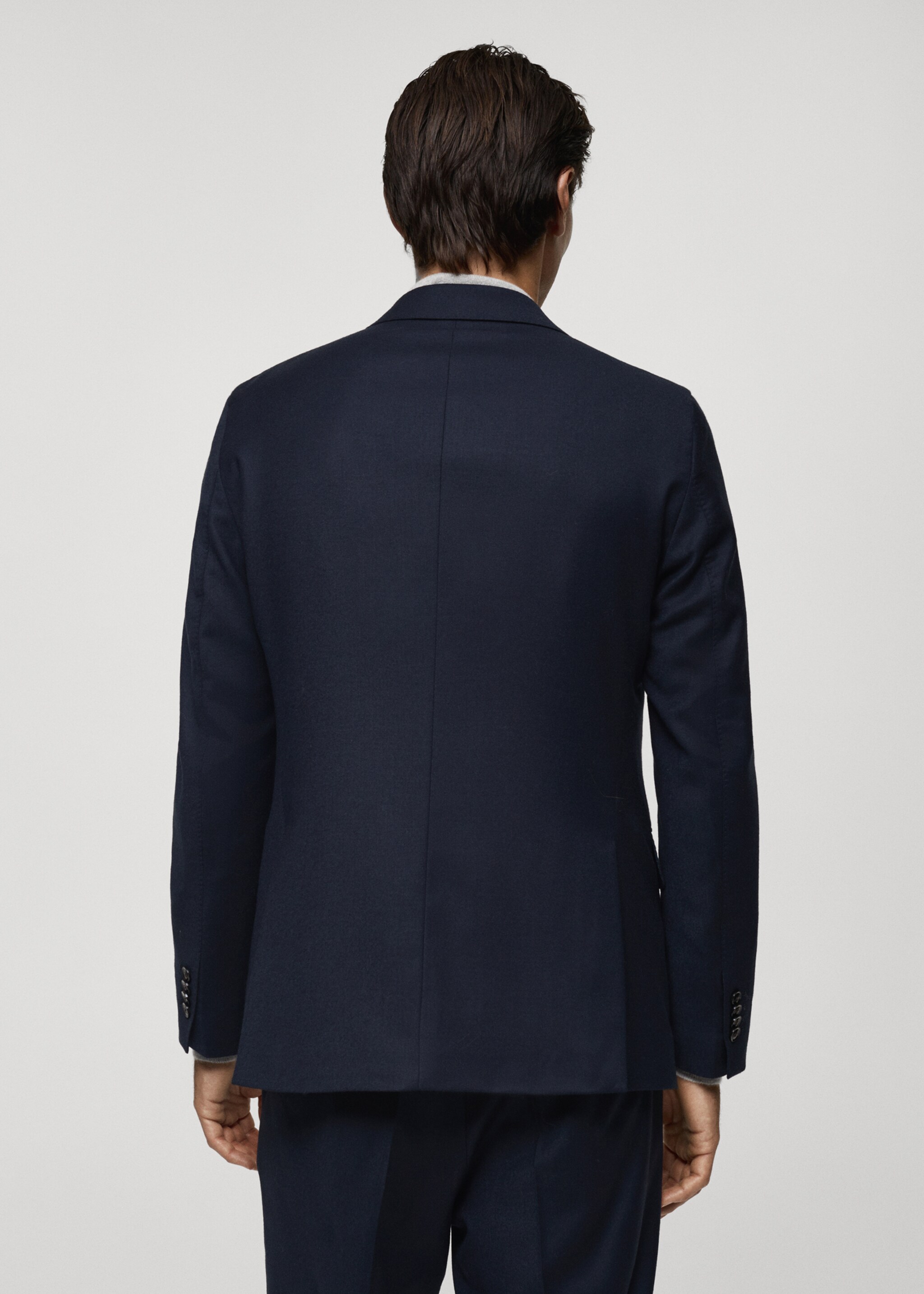 Italian 100% virgin wool flannel suit jacket - Reverse of the article, Dark Navy. Ref: 77077916-00.