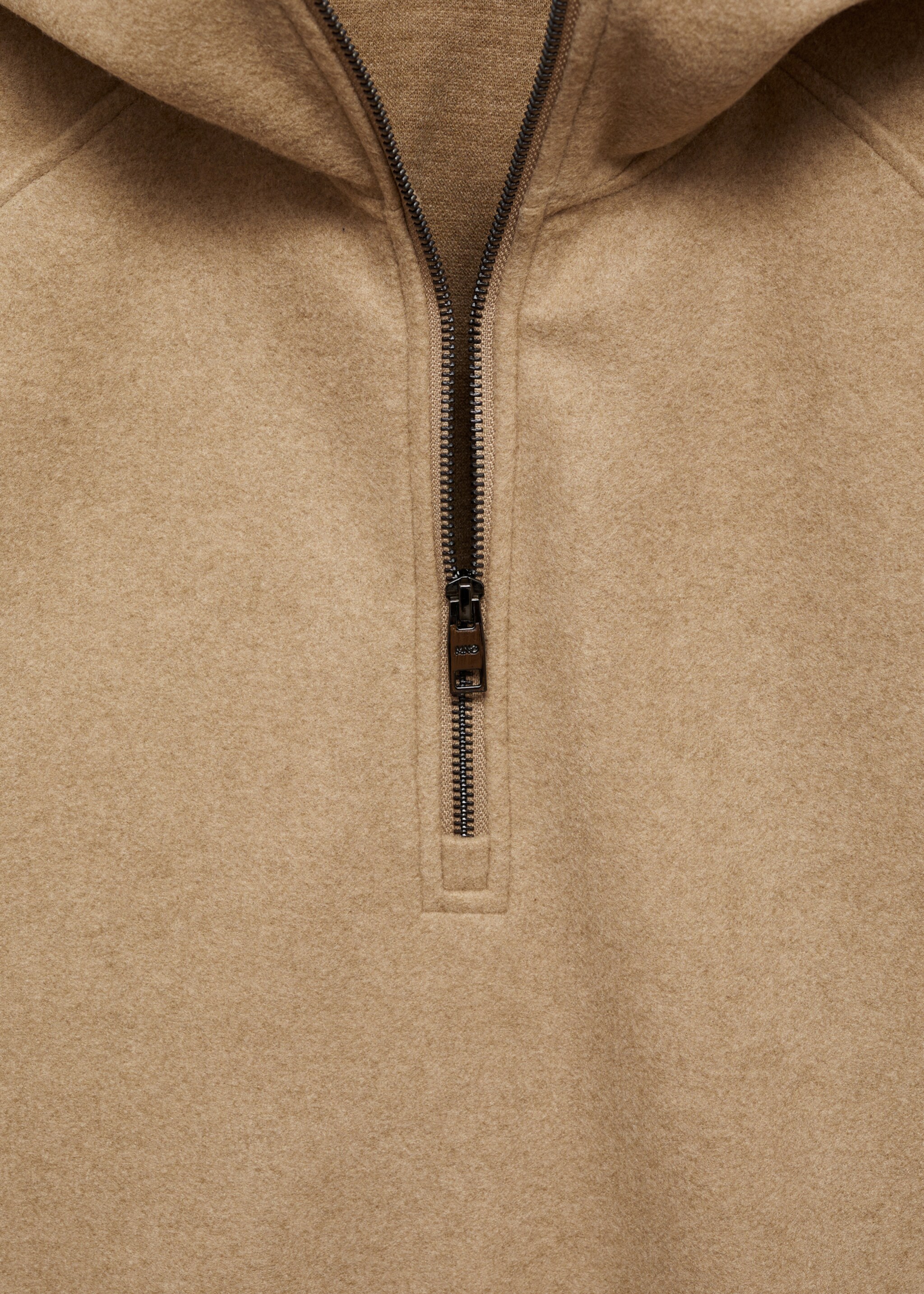 Hooded flannel sweatshirt - Details of the article 0, Beige. Ref: 77077920-00.