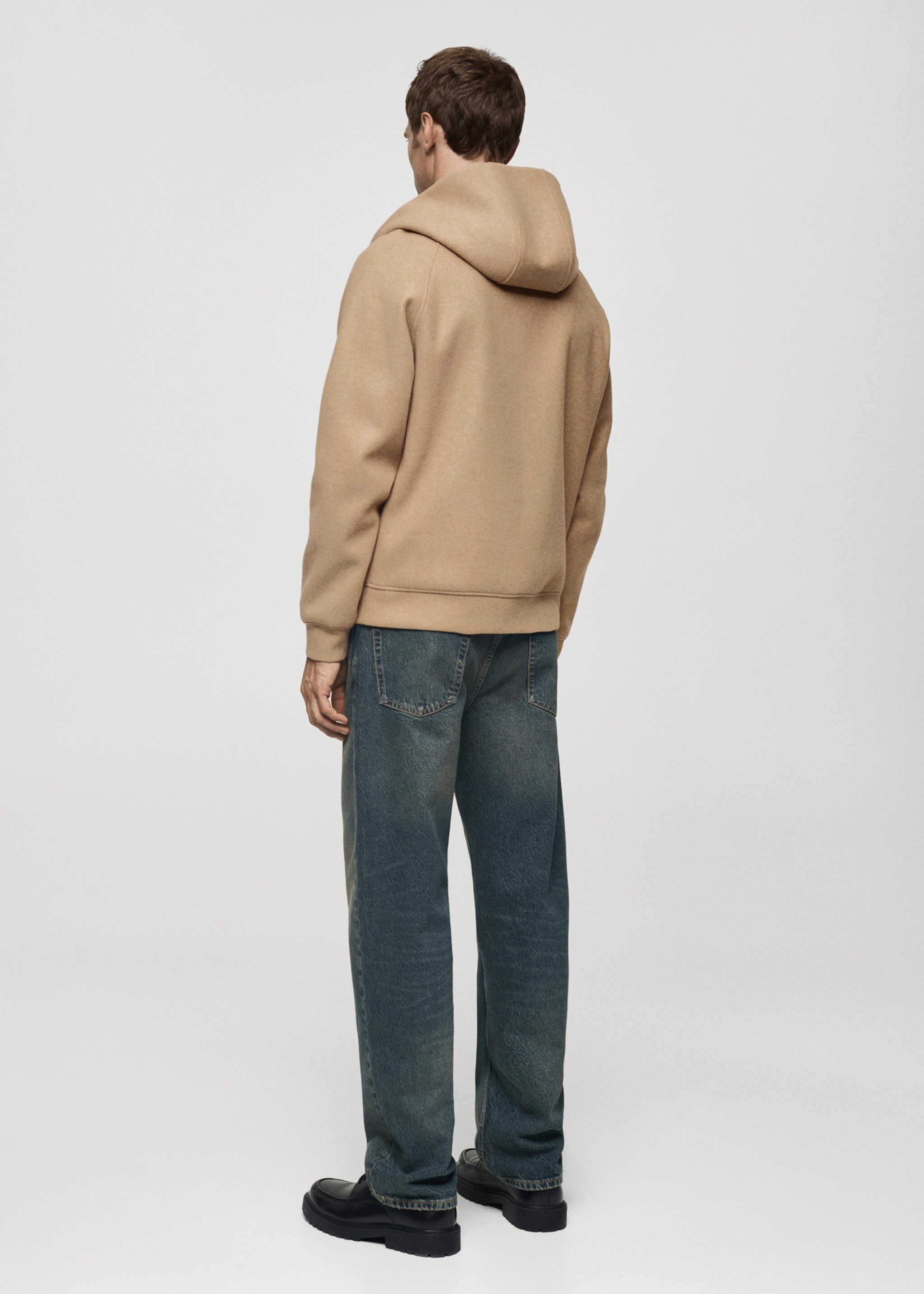Hooded flannel sweatshirt - Reverse of the article, Beige. Ref: 77077920-00.