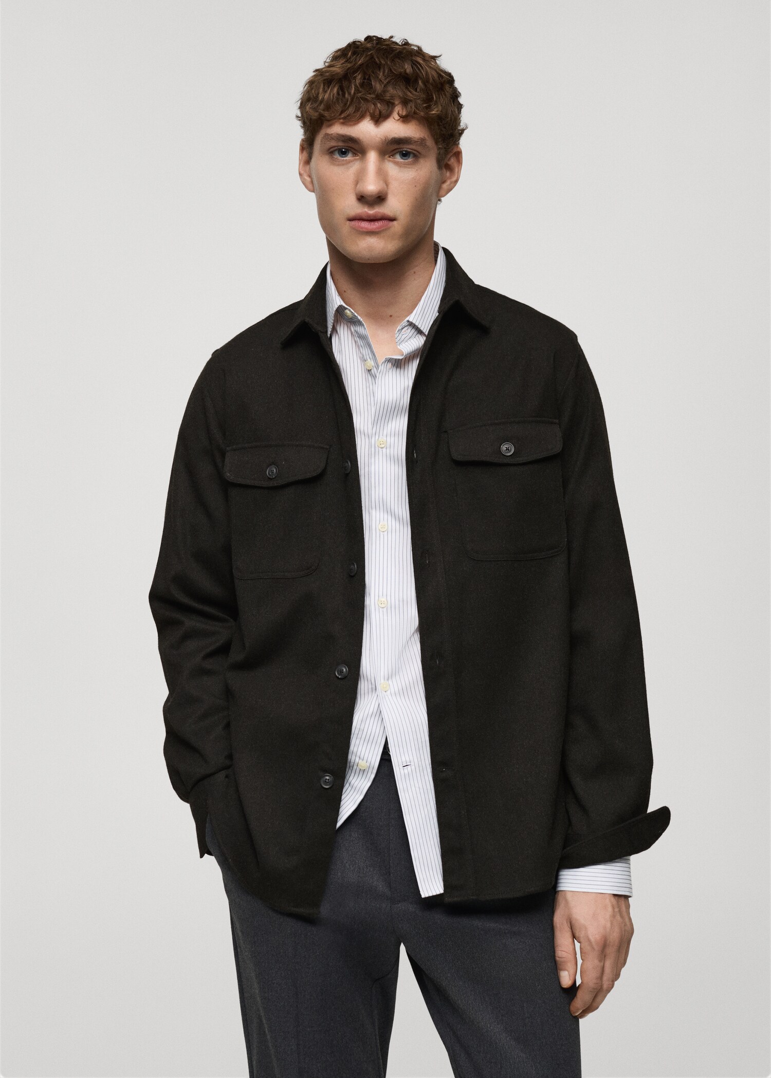 Regular-fit flannel overshirt with pockets - Medium plane