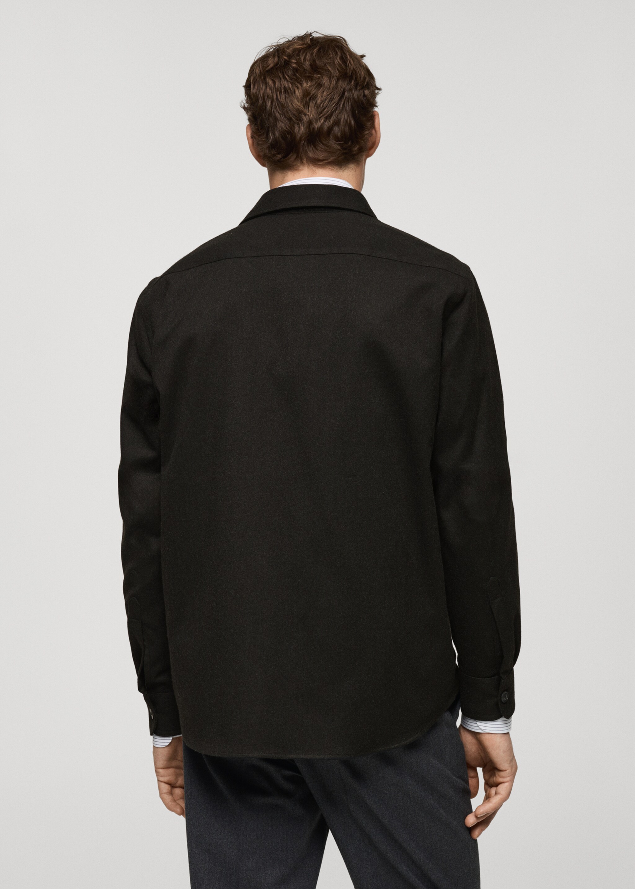 Regular-fit flannel overshirt with pockets - Reverse of the article, Dark Heather Grey. Ref: 77077922-00.
