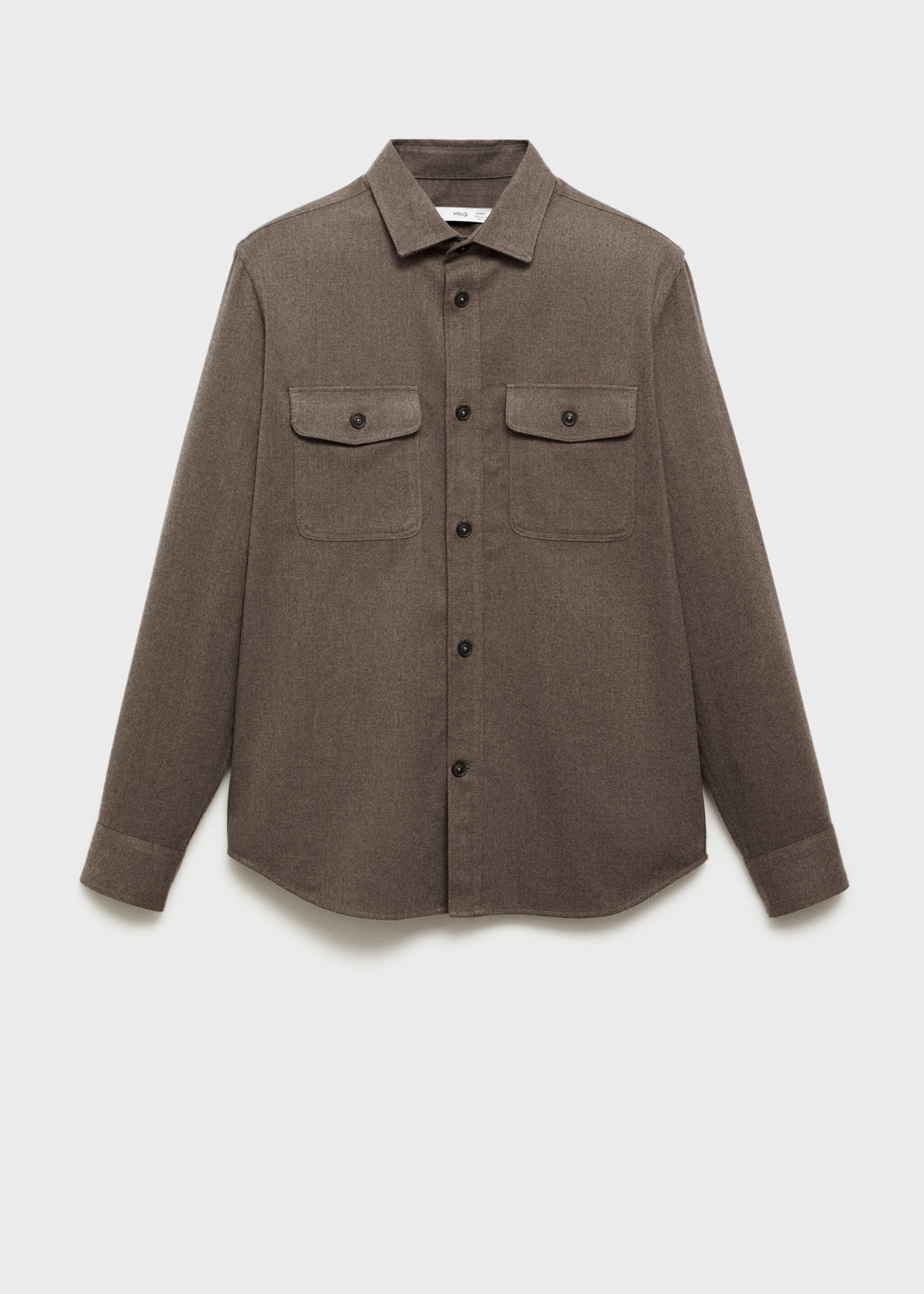 Regular-fit flannel overshirt with pockets - Article without model, Mink Grey. Ref: 77077922-00.