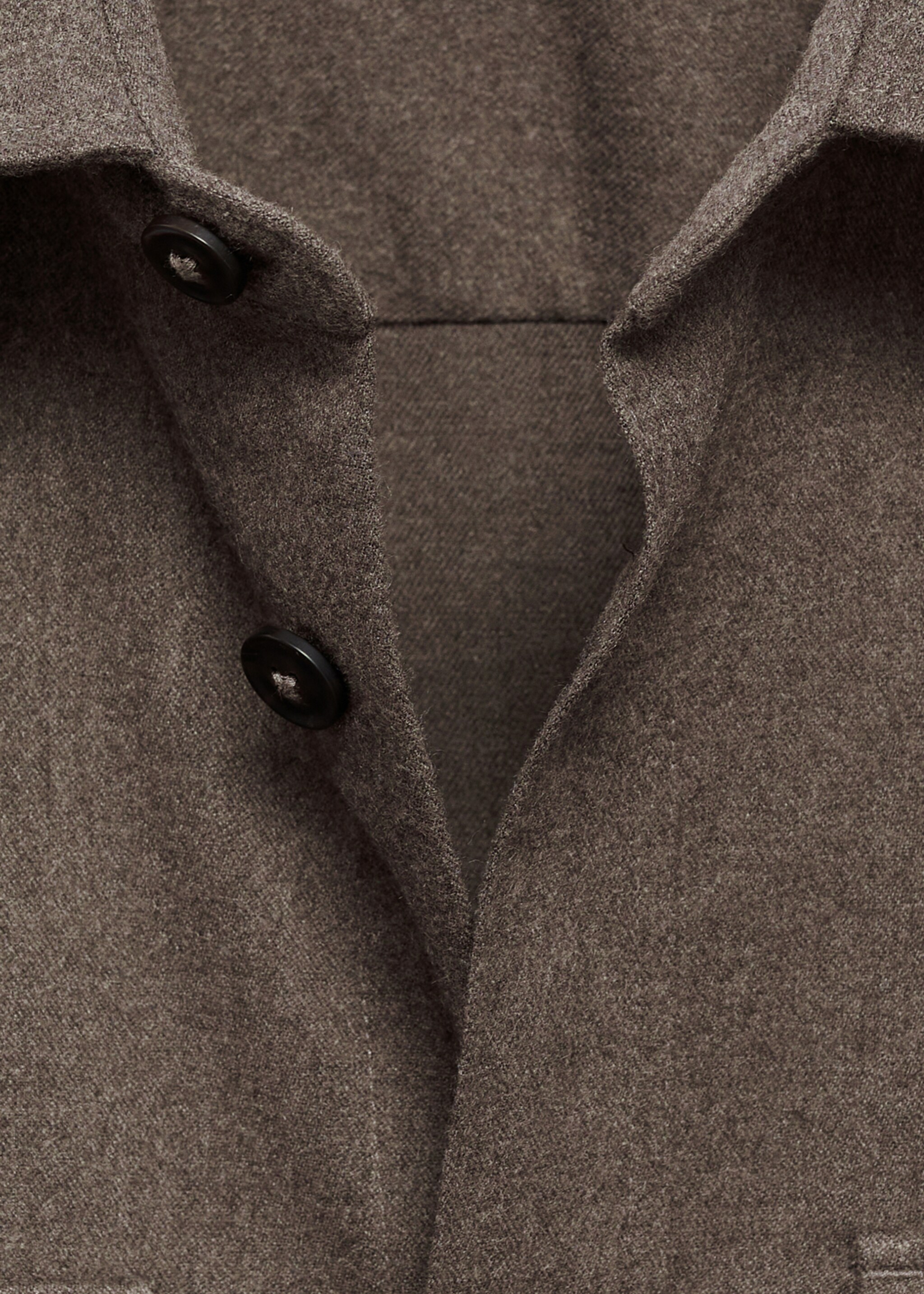 Regular-fit flannel overshirt with pockets - Details of the article 8, Mink Grey. Ref: 77077922-00.