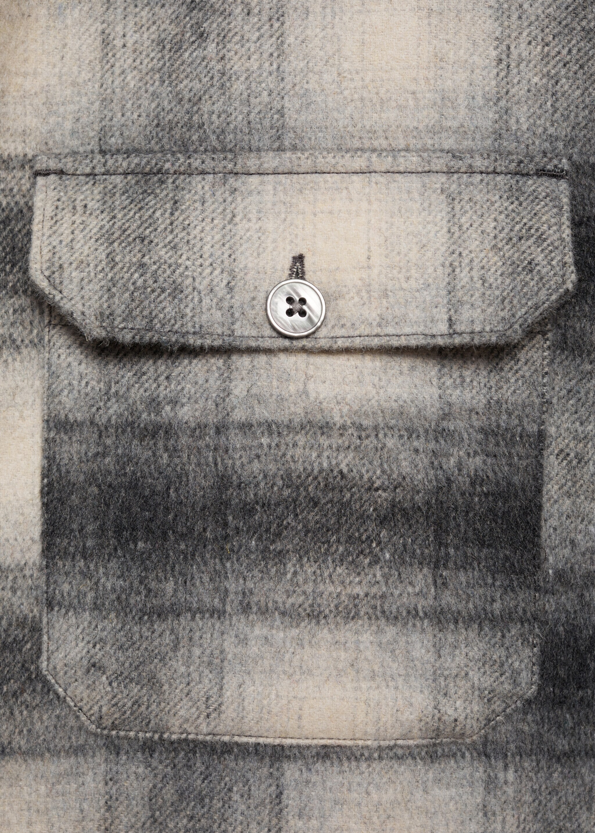 Kockás, gyapjú ingkabát zsebekkel - A termék adatai 0, Szürke. Ref: 77077923-00.