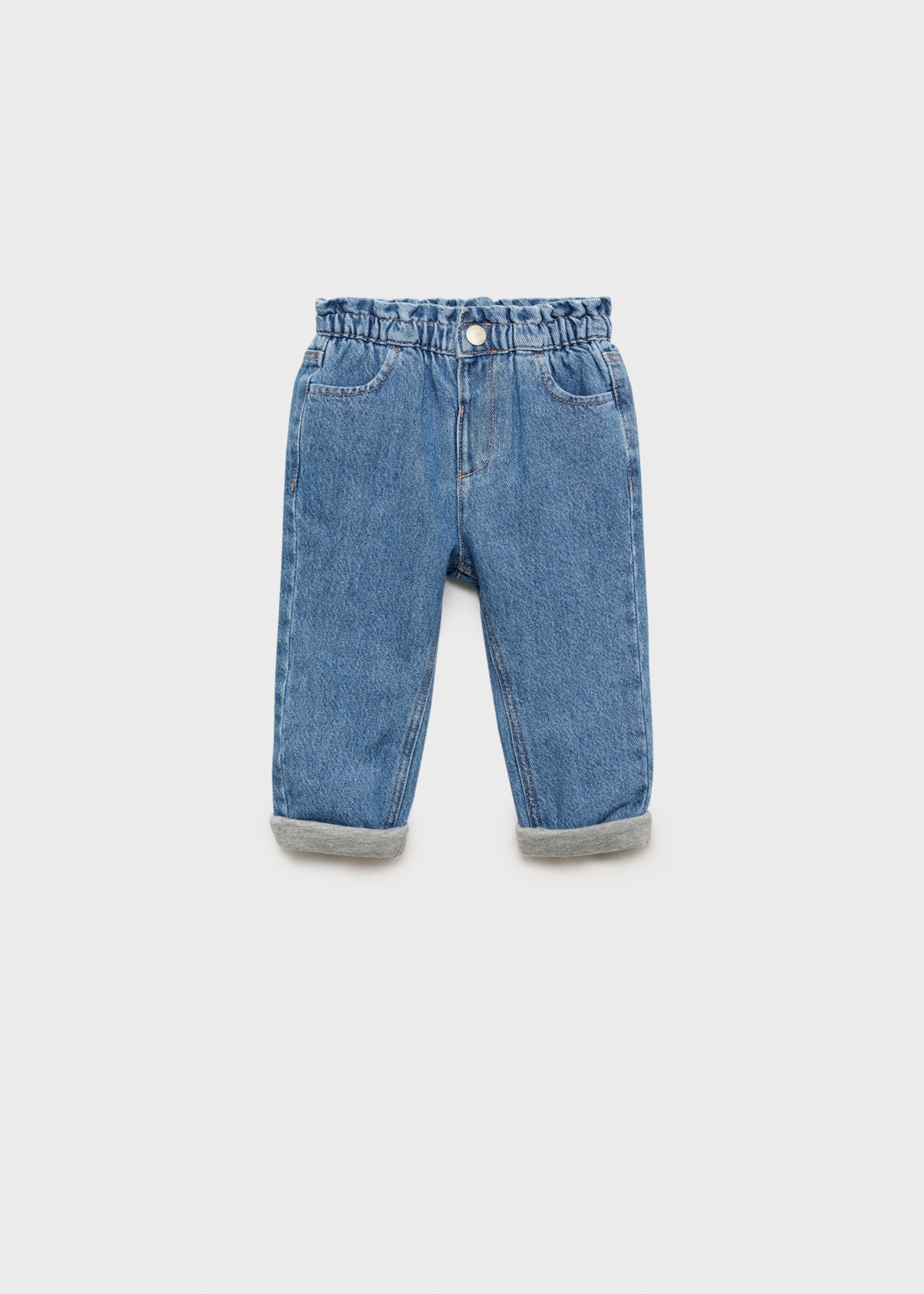 Fodrade paperbag-jeans - Artikel utan modell, Mörkblå. Ref: 77077926-00.