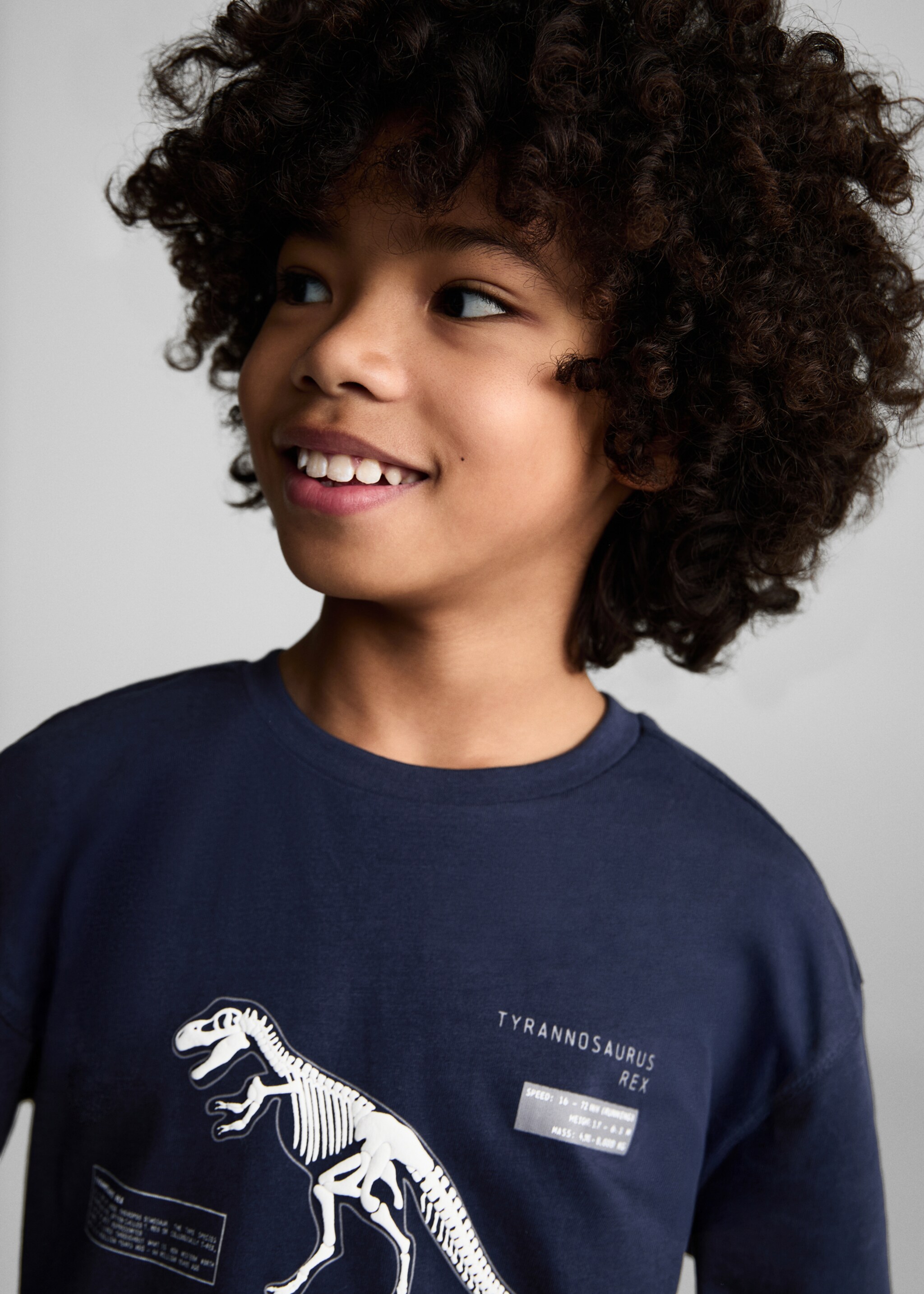Camiseta estampado dinosaurio - Detalle del artículo 1, Azul marino oscuro. Ref: 77077928-00.