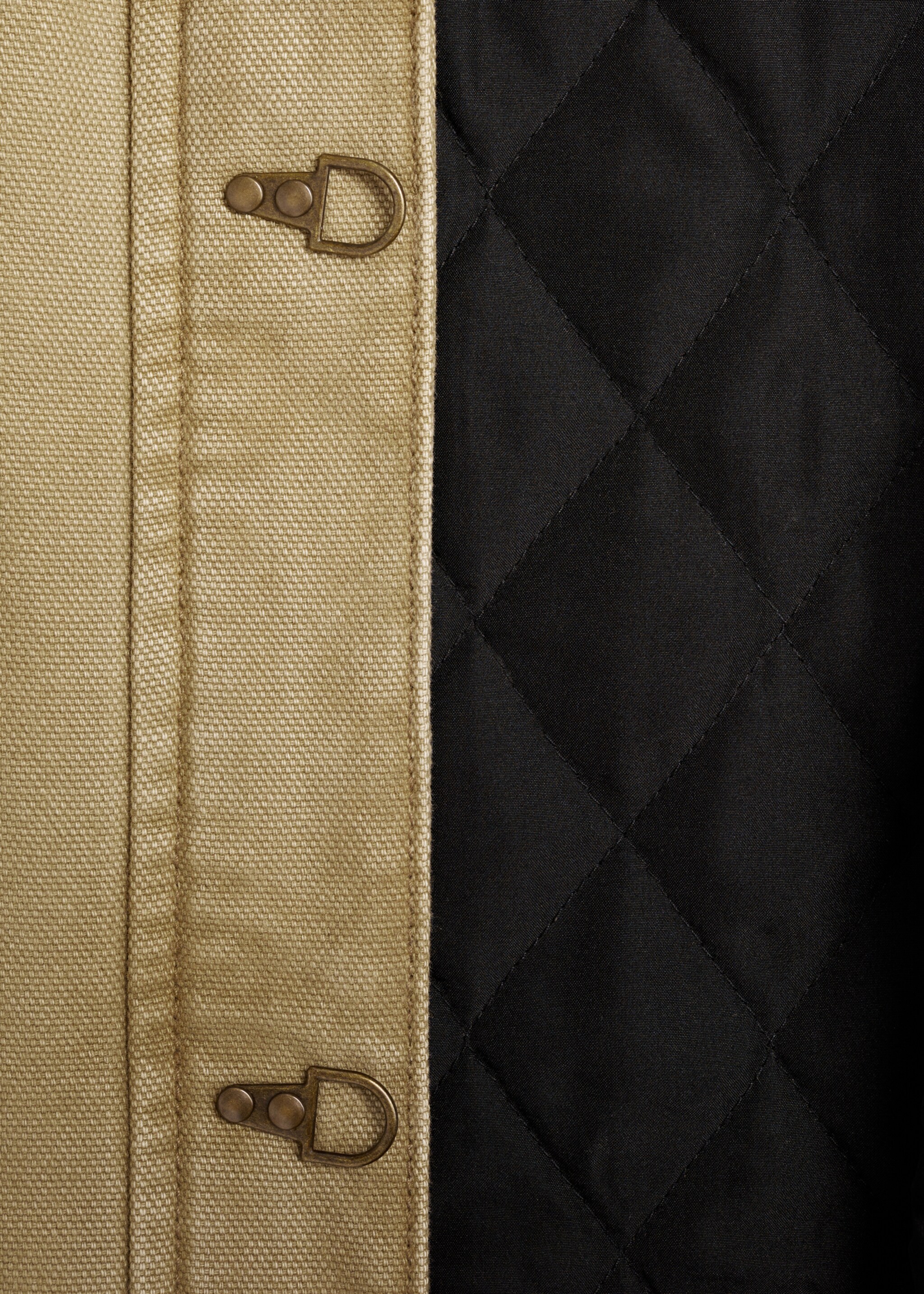 Parka with contrasting collar and pockets - Details of the article 0, Khaki. Ref: 77078264-00.