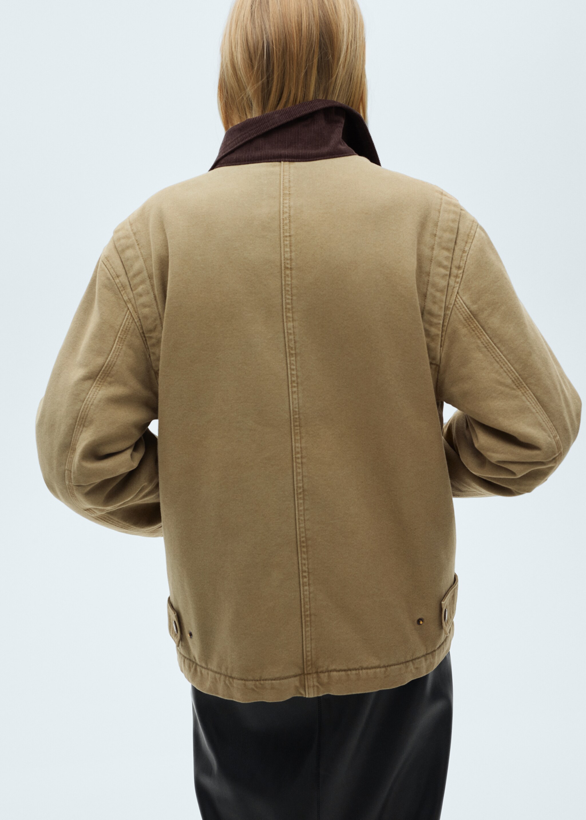 Parka with contrasting collar and pockets - Reverse of the article, Khaki. Ref: 77078264-00.