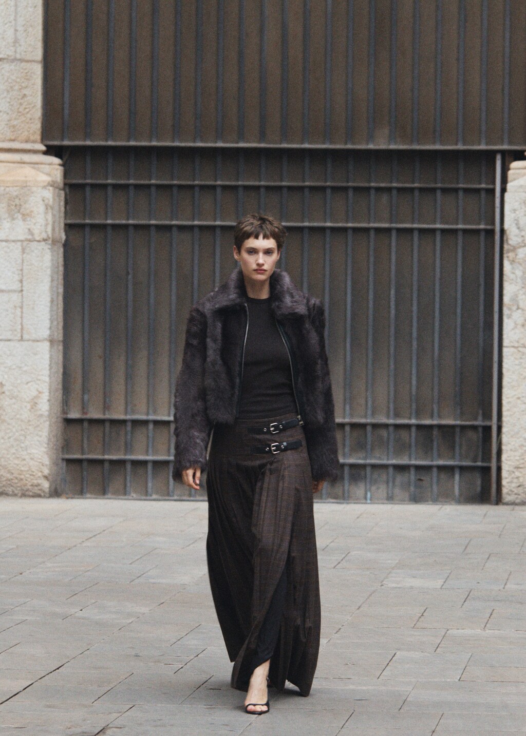 Pleated check skirt - Women | MANGO OUTLET USA