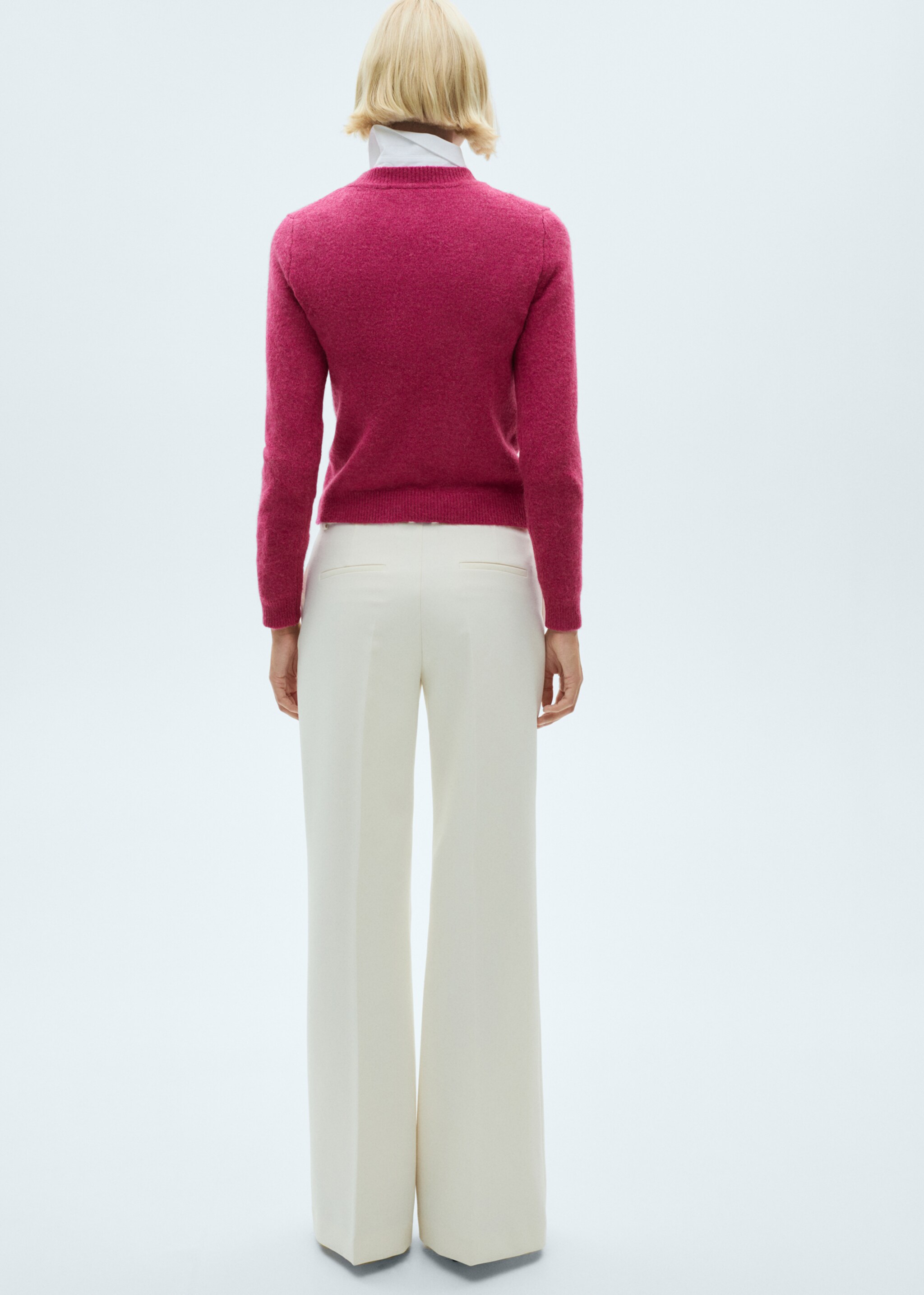 Long-sleeve knitted sweater - Reverse of the article, Fuchsia. Ref: 77078266-00.