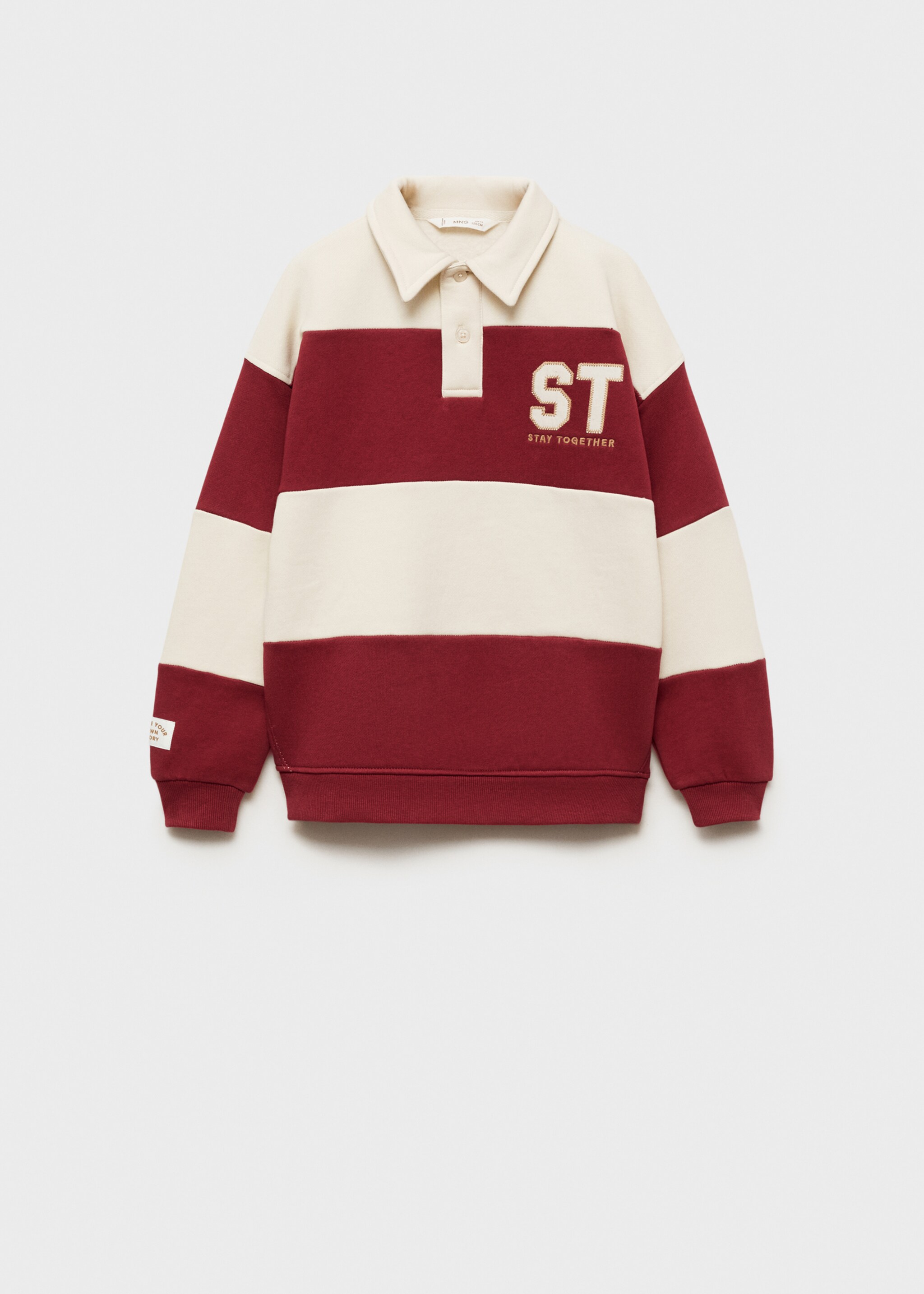 Striped polo sweatshirt - Article without model, Maroon. Ref: 77078267-00.