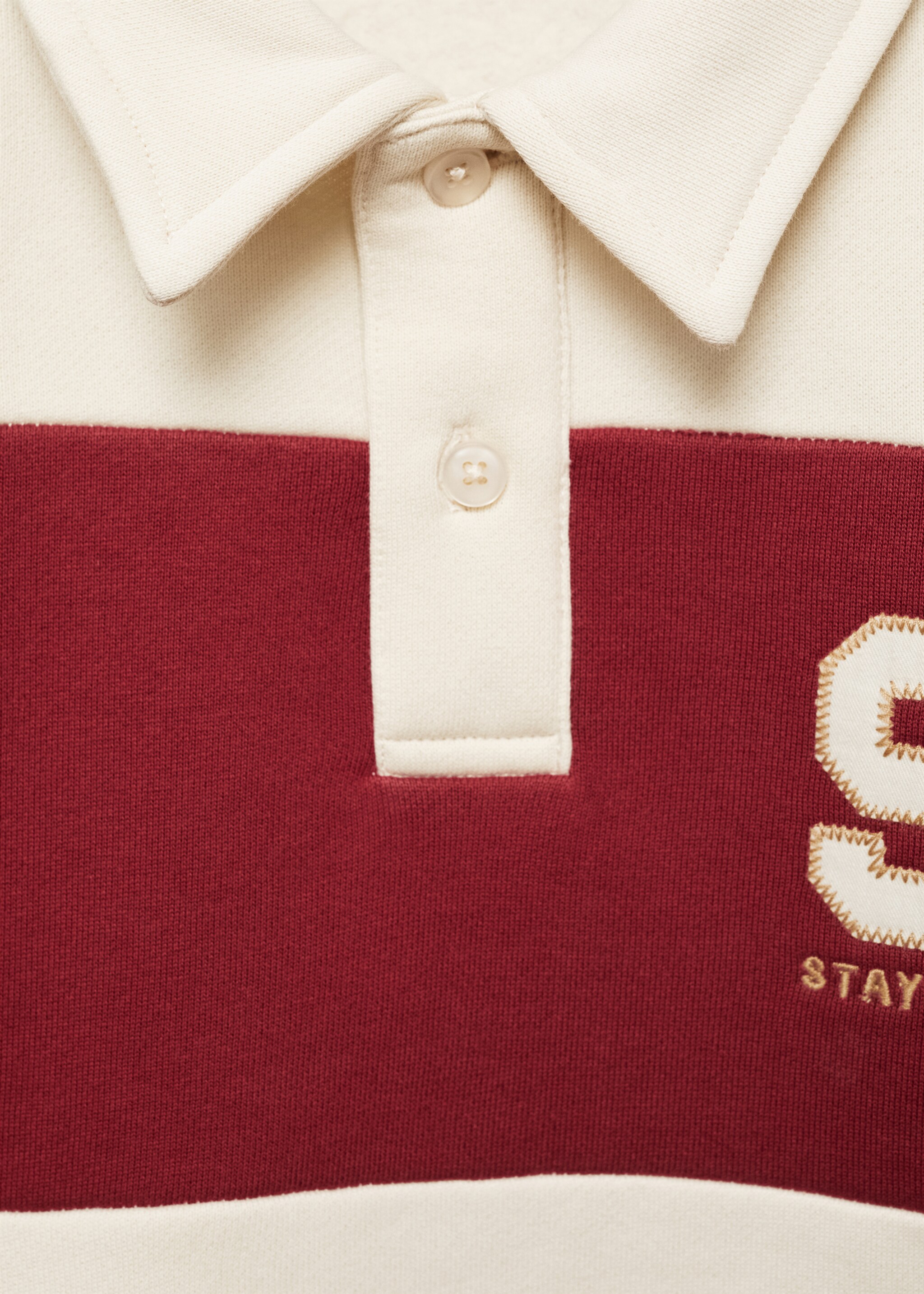 Striped polo sweatshirt - Details of the article 8, Maroon. Ref: 77078267-00.