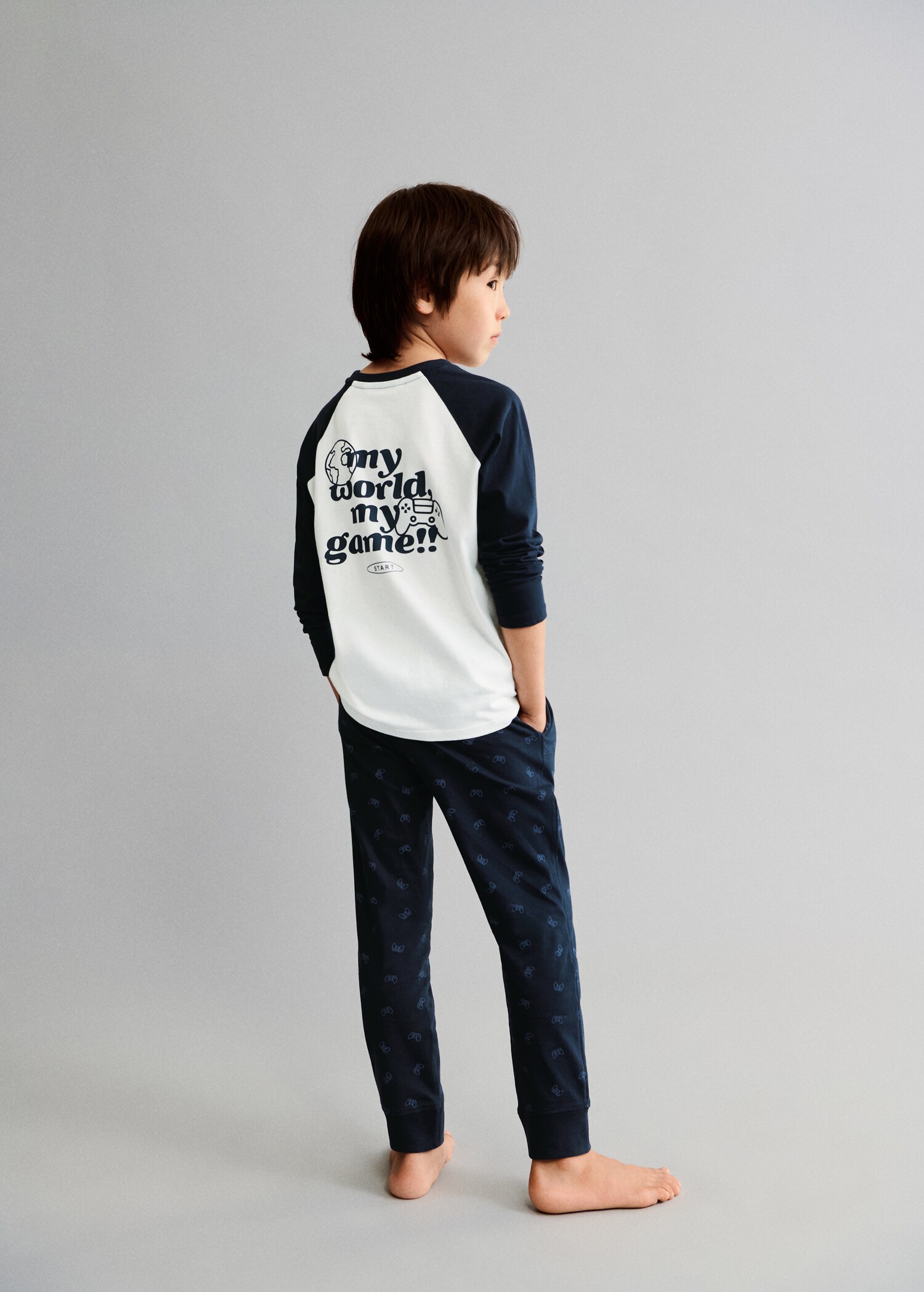 Pijama llarg cotó estampat - Detall de l'article 6