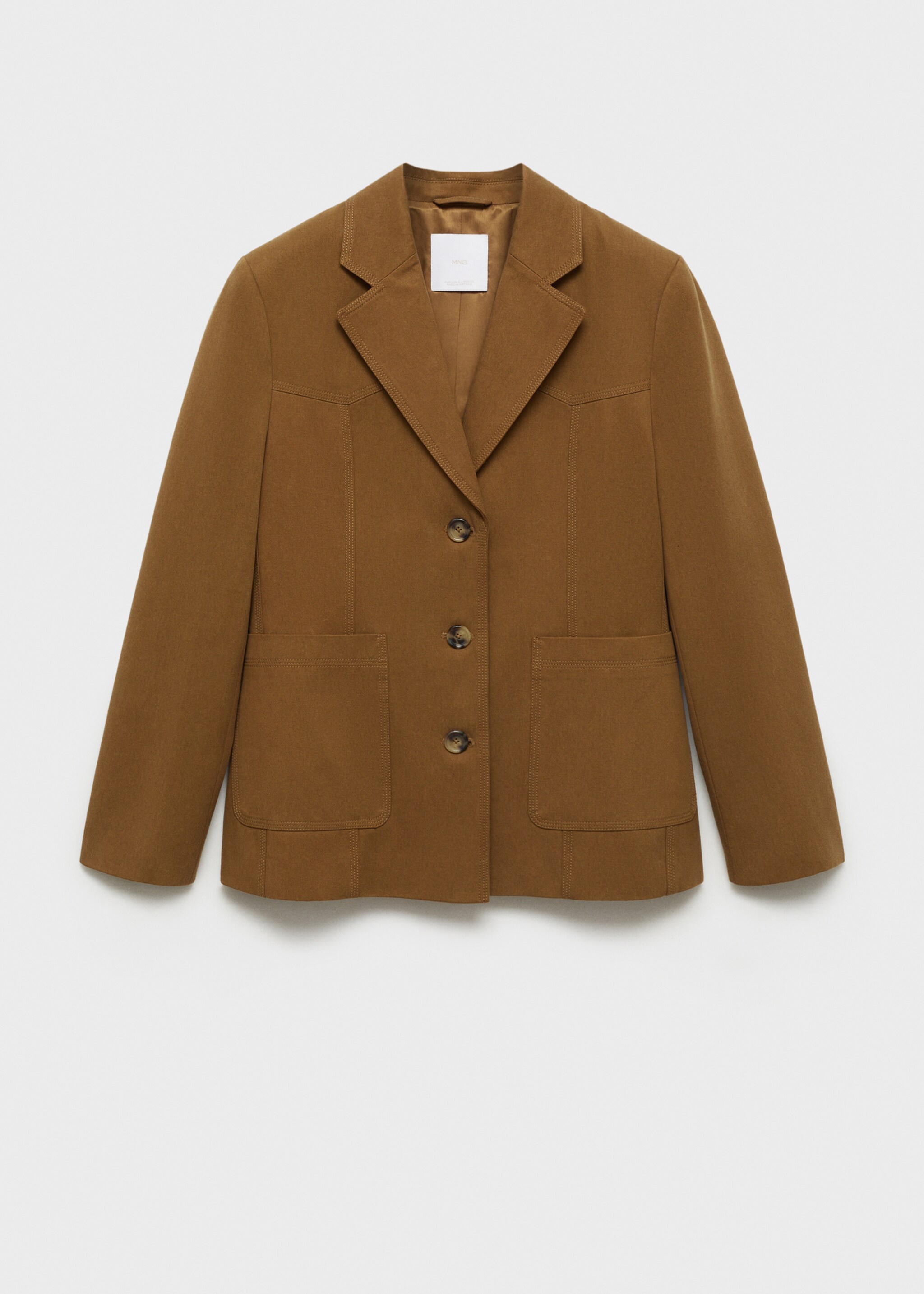 Lyocell jacket with pockets - Article without model, Medium Brown. Ref: 77078269-00.